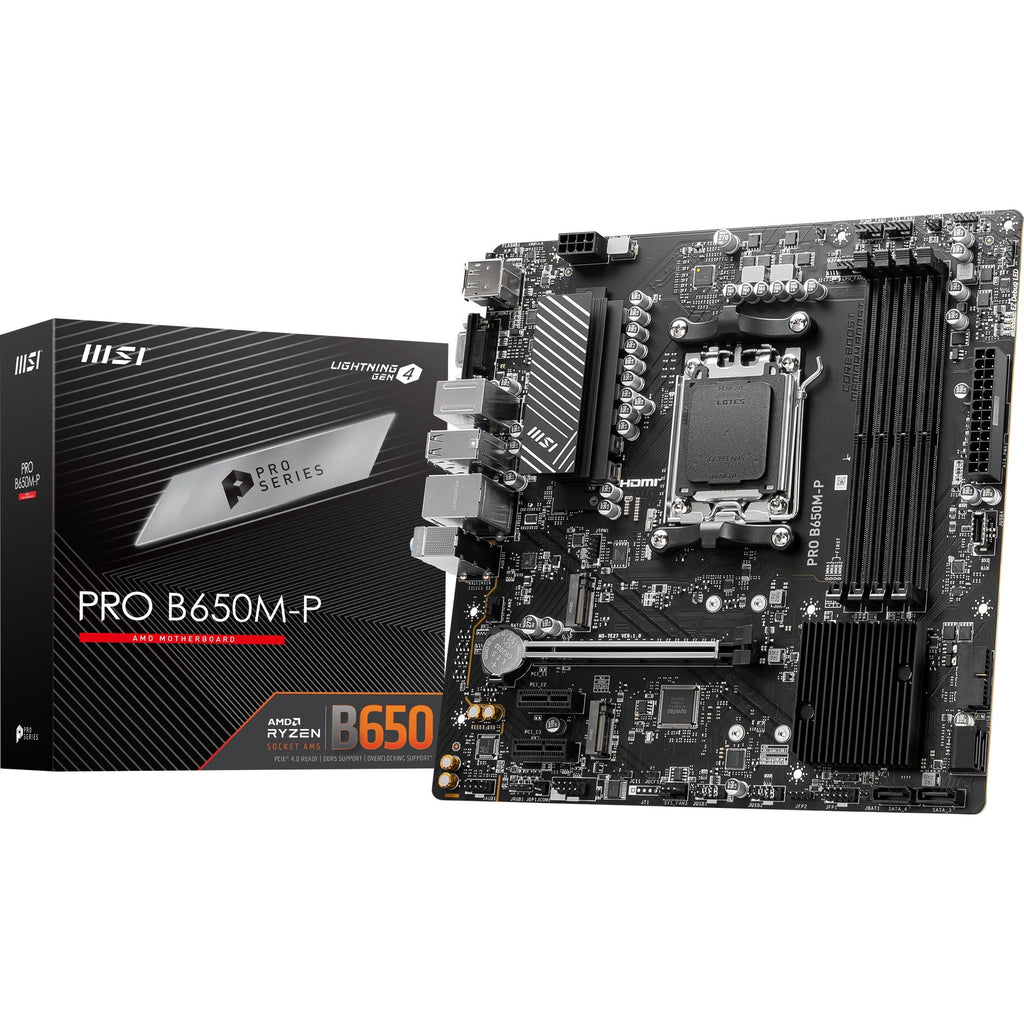 Msi pro b650m-p socket am5 moederbord (zwart, raid, 2.5 gb-lan, sound, µatx)