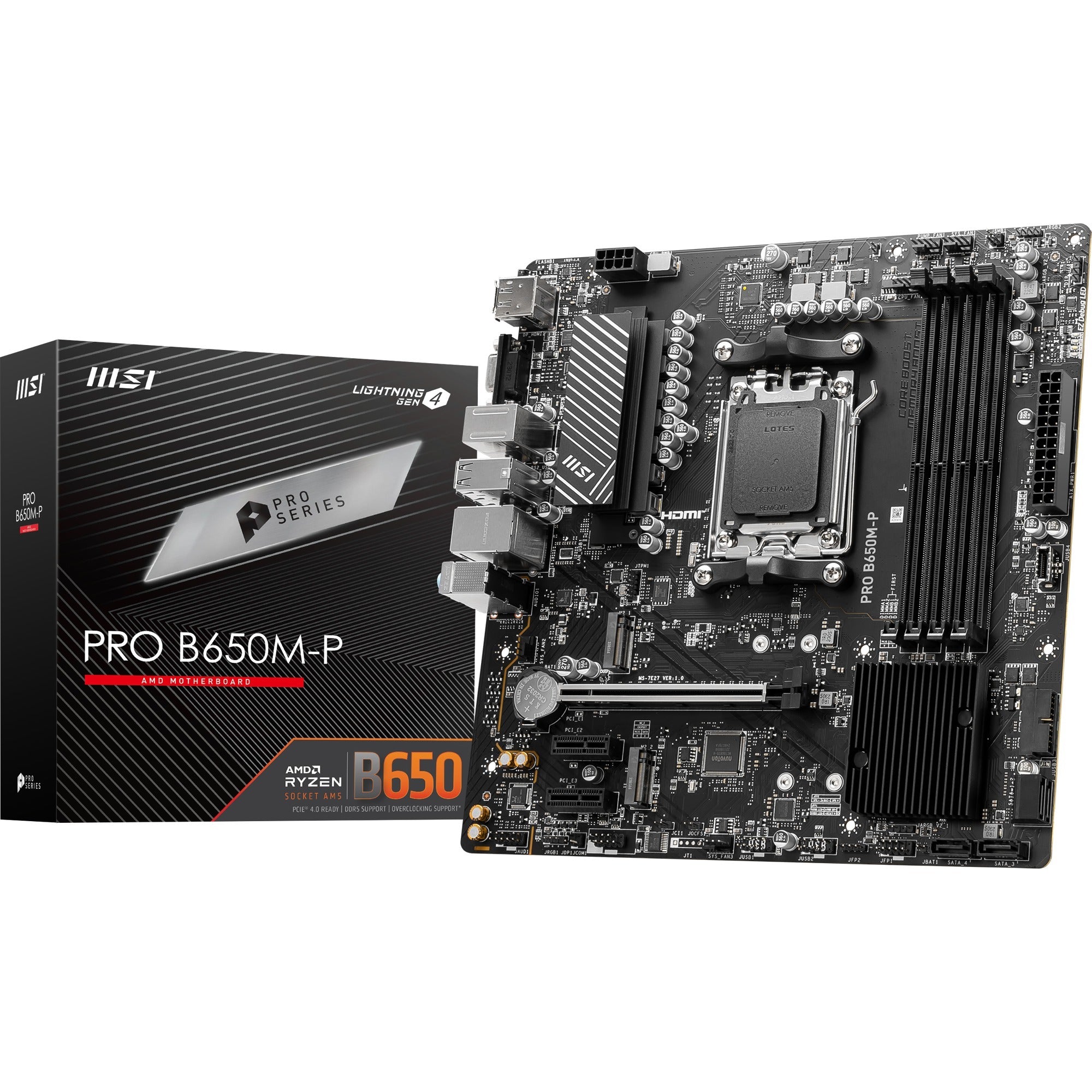 Msi pro b650m-p socket am5 moederbord (zwart, raid, 2.5 gb-lan, sound, µatx)