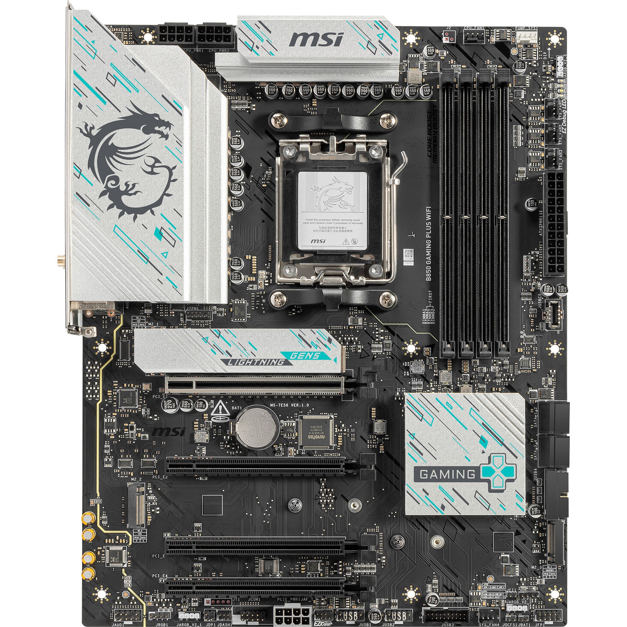 Msi b850 gaming plus wifi socket am5 moederbord (raid, 5gb-lan, wi-fi 7, bt, sound, atx)