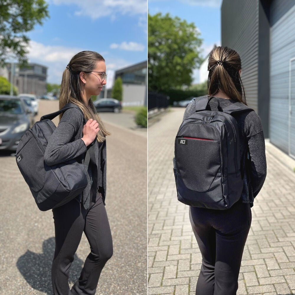 Act connectivity suburb rugzak voor laptops tot 15,6 (zwart)