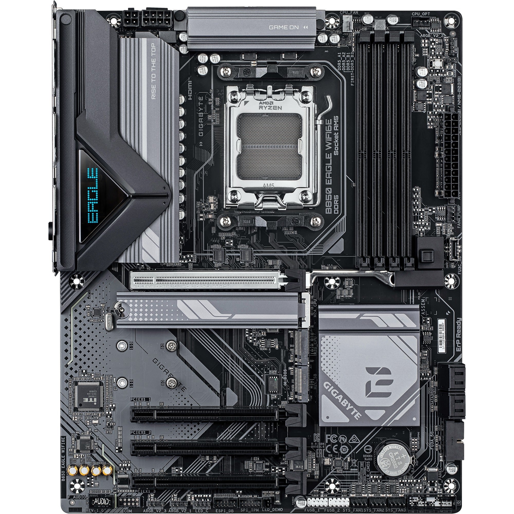 Gigabyte b850 eagle wifi6e socket am5 moederbord (zwart grijs, raid, gb-lan, wi-fi 6e, bt, sound, atx)