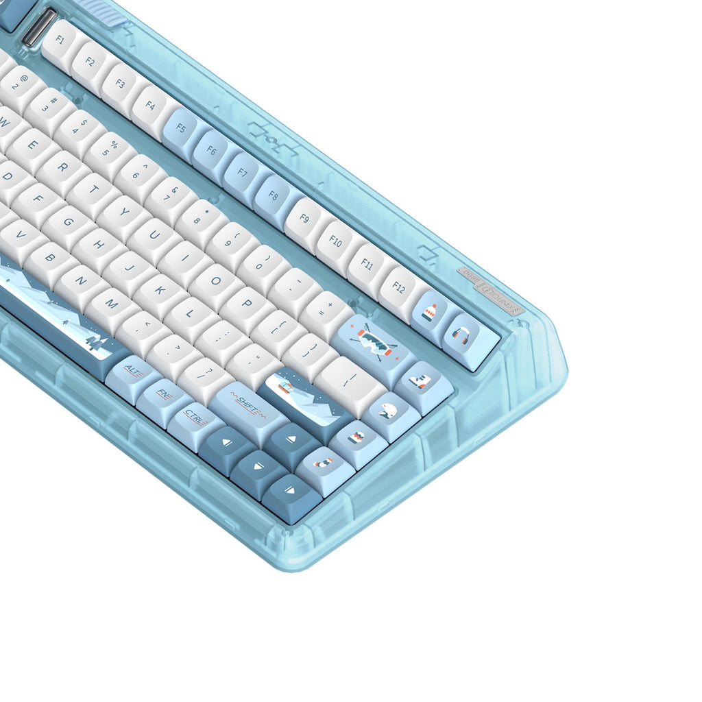 Iqunix og80 wintertide wireless mechanical keyboard (lichtblauw, us lay-out (qwerty), cherry mx red, 80% (tkl), rgb leds, hot-swappable, pbt, 2.4ghz | bluetooth 5.1 | usb-c)