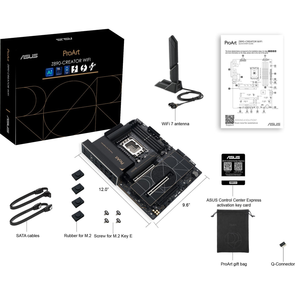 Asus proart z890-creator wifi socket 1851 moederbord (raid, 2.5gb-lan, 10gb-lan, wi-fi 7, bt, sound, atx)