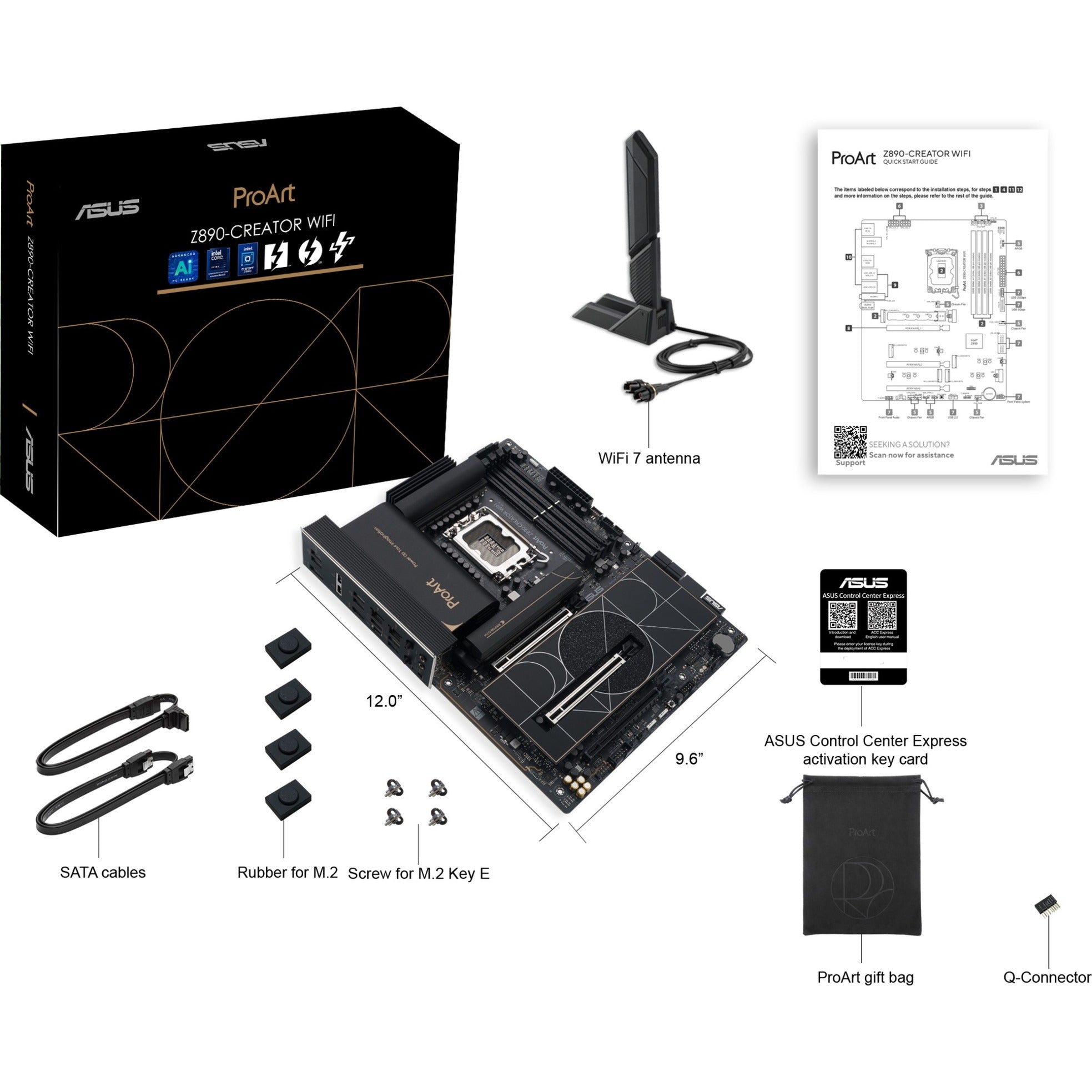 Asus proart z890-creator wifi socket 1851 moederbord (raid, 2.5gb-lan, 10gb-lan, wi-fi 7, bt, sound, atx)