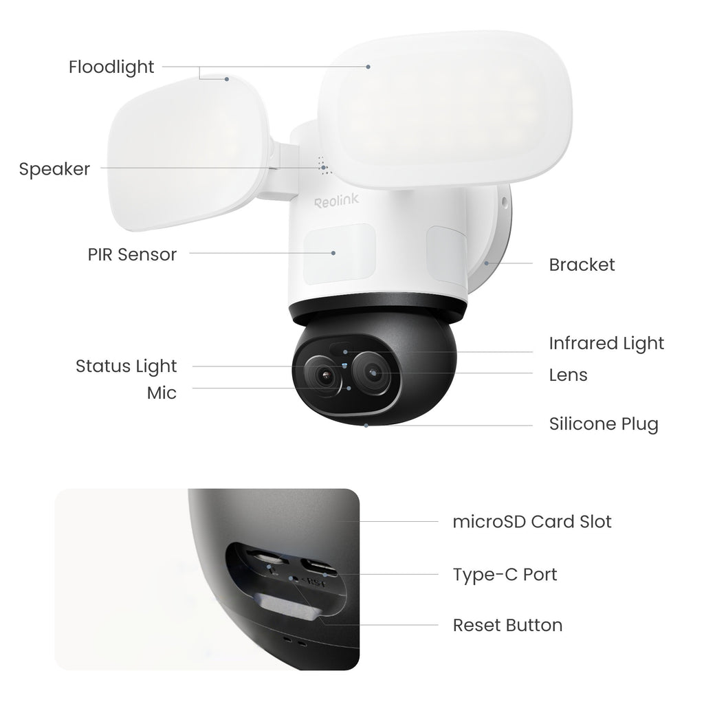 Reolink f850w trackflex floodlight wifi beveiligingscamera (wit, 4k, wifi)