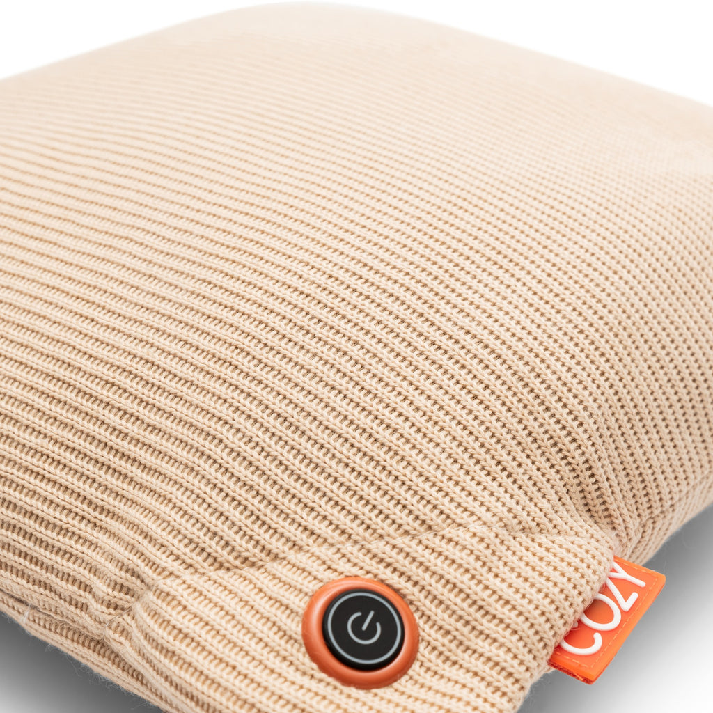 Cozy una knitted 45 x 45 cm draadloos warmtekussen (lichtbeige, powerbank 5000 mah)