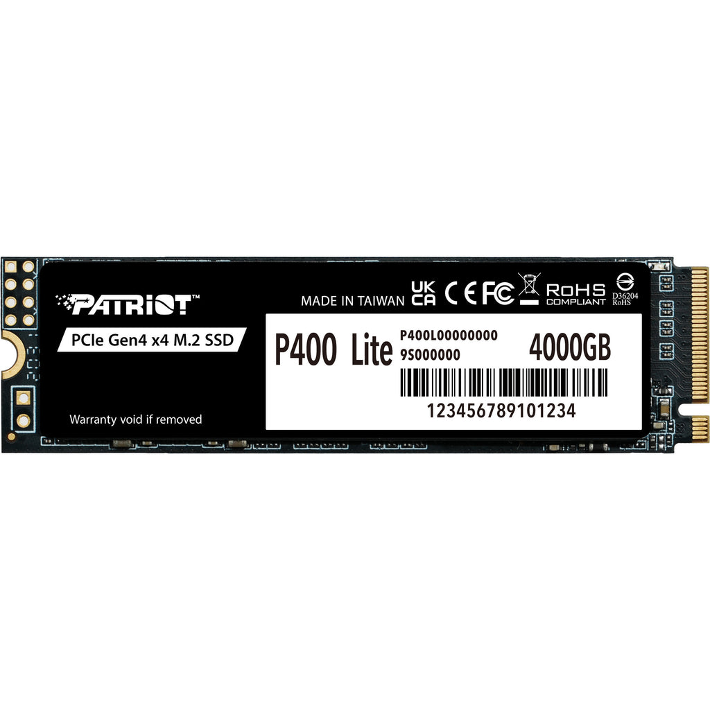 Patriot p400 lite 4 tb ssd (zwart wit, p400lp4kgm28h, pcie 4.0 x4, nvme 1.4, m.2 2280)
