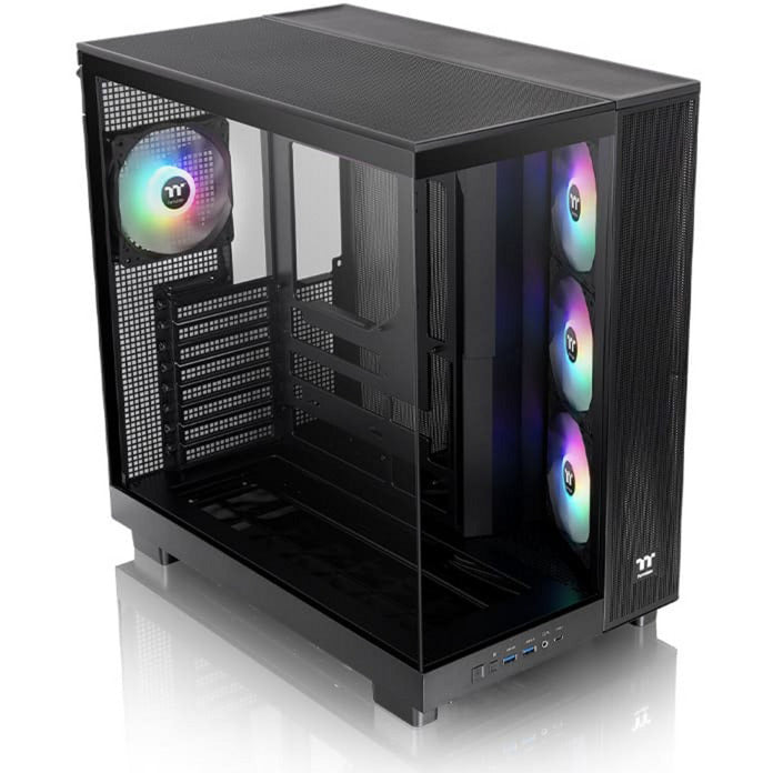 Thermaltake view 380 xl tg argb midi tower behuizing (zwart | 2x usb-a | 1x usb-c | rgb | tempered glass)