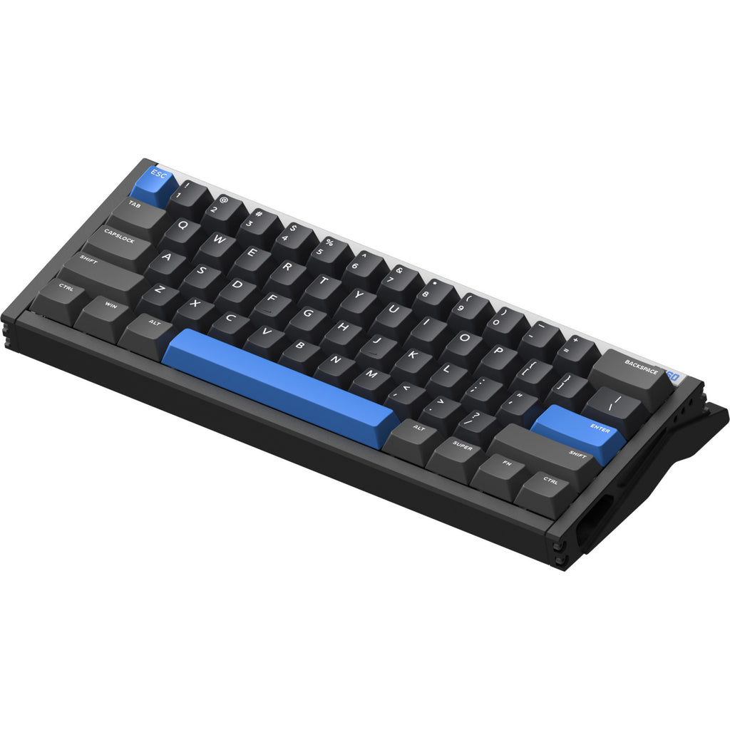 Iqunix ez60 magnetic switch gaming he keyboard, gaming toetsenbord (zwart blauw, us lay-out, us-international, gateron magnetic jade pro, 60%, rgb, double shot pbt keycaps)