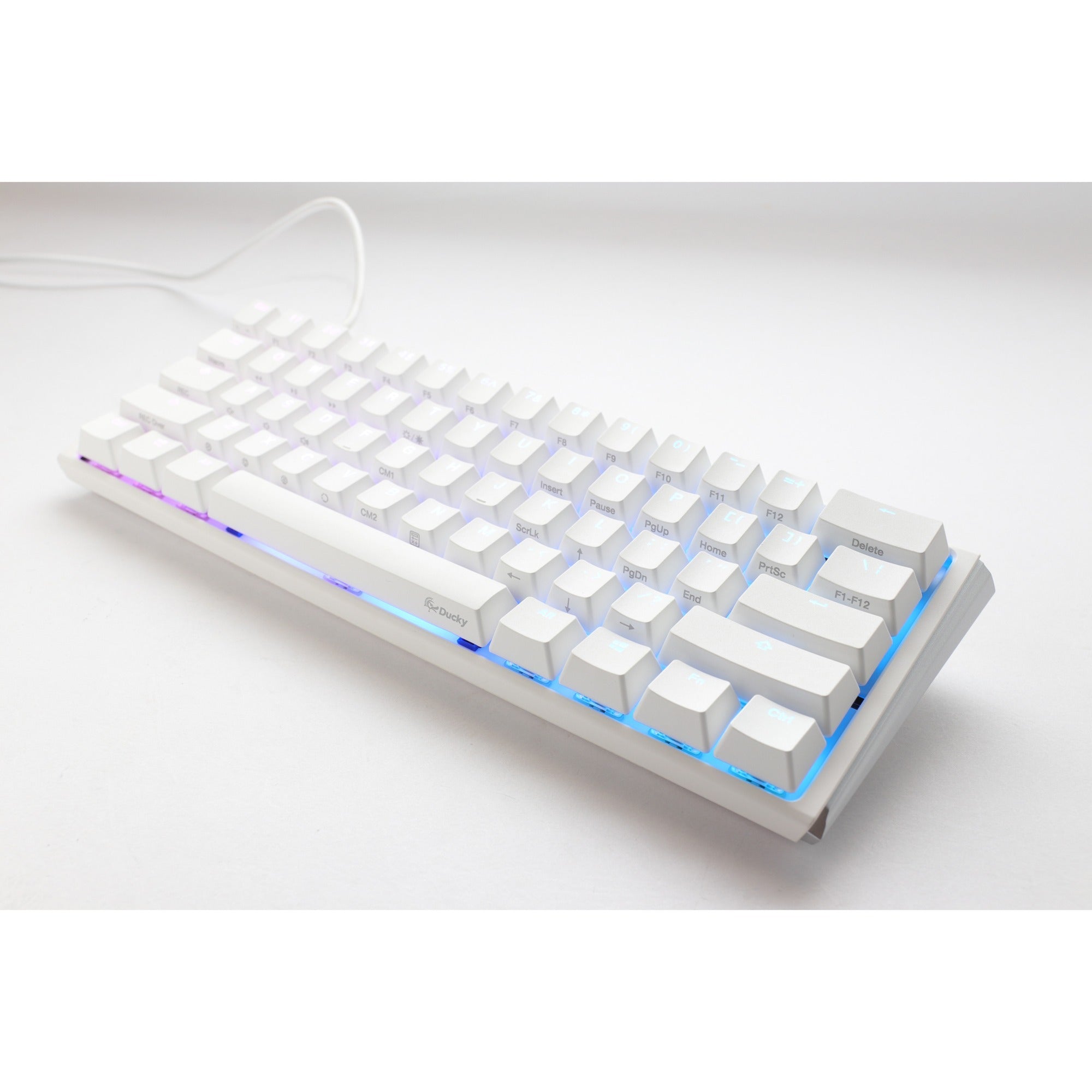 Ducky one 3 classic pure white mini, toetsenbord (wit, us lay-out, cherry mx red, rgb led, double-shot pbt, hot-swappable, quack mechanics, 60%)