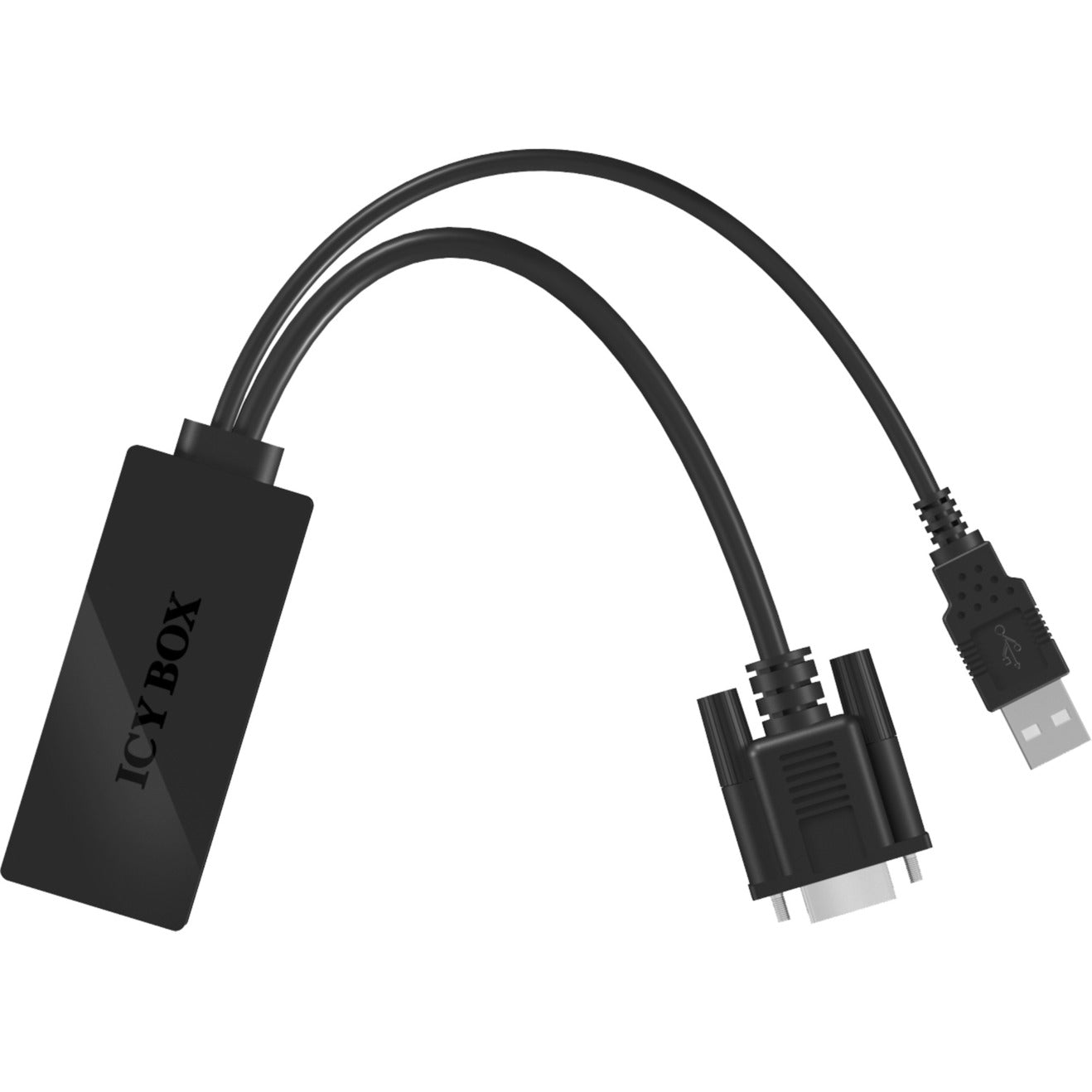 Icy box ib-ac512 vga + audio - hdmi adapter (zwart)