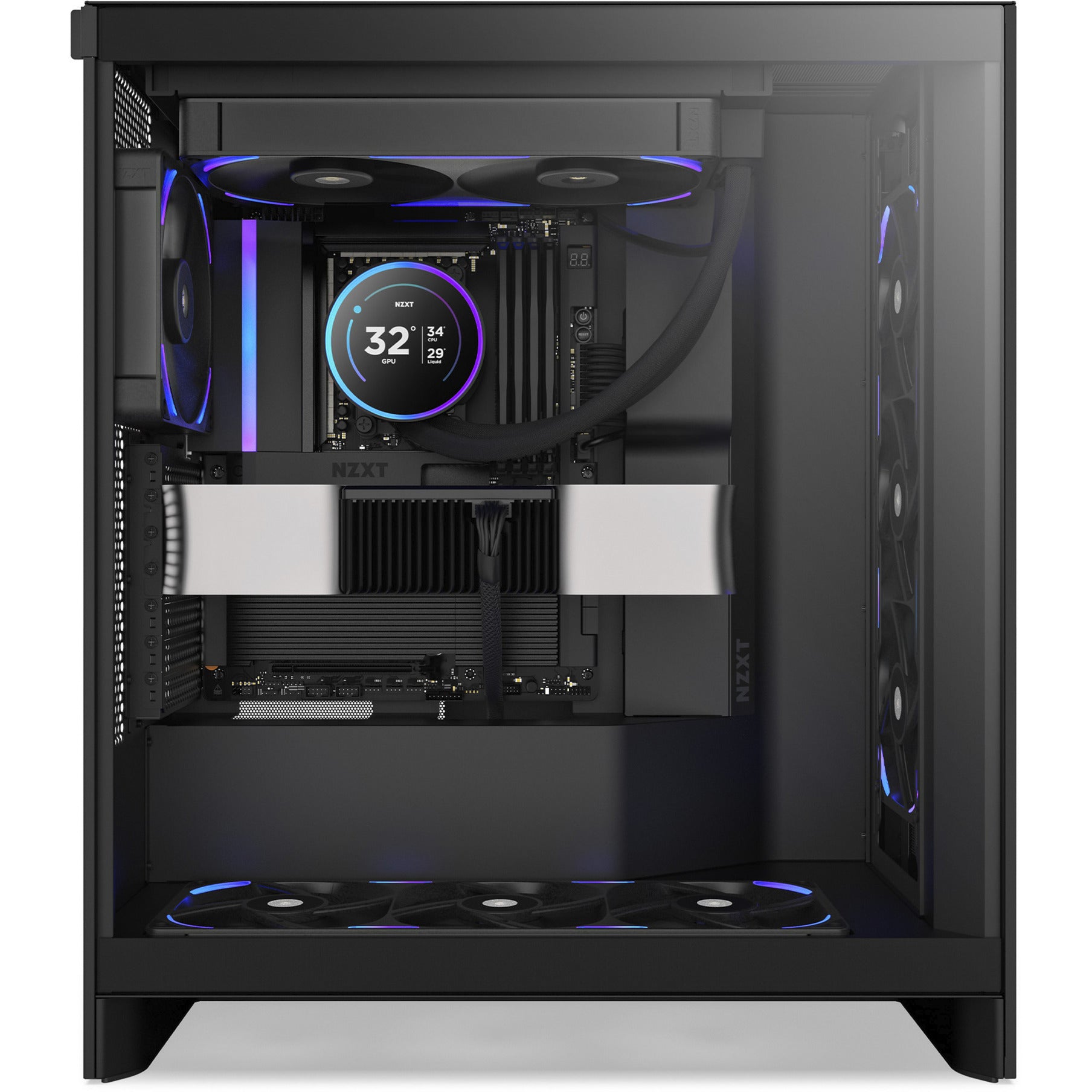 Nzxt performance fan f280x rgb case fans (zwart, 2 stuks, 280 x 140 x 30 mm, pwm)