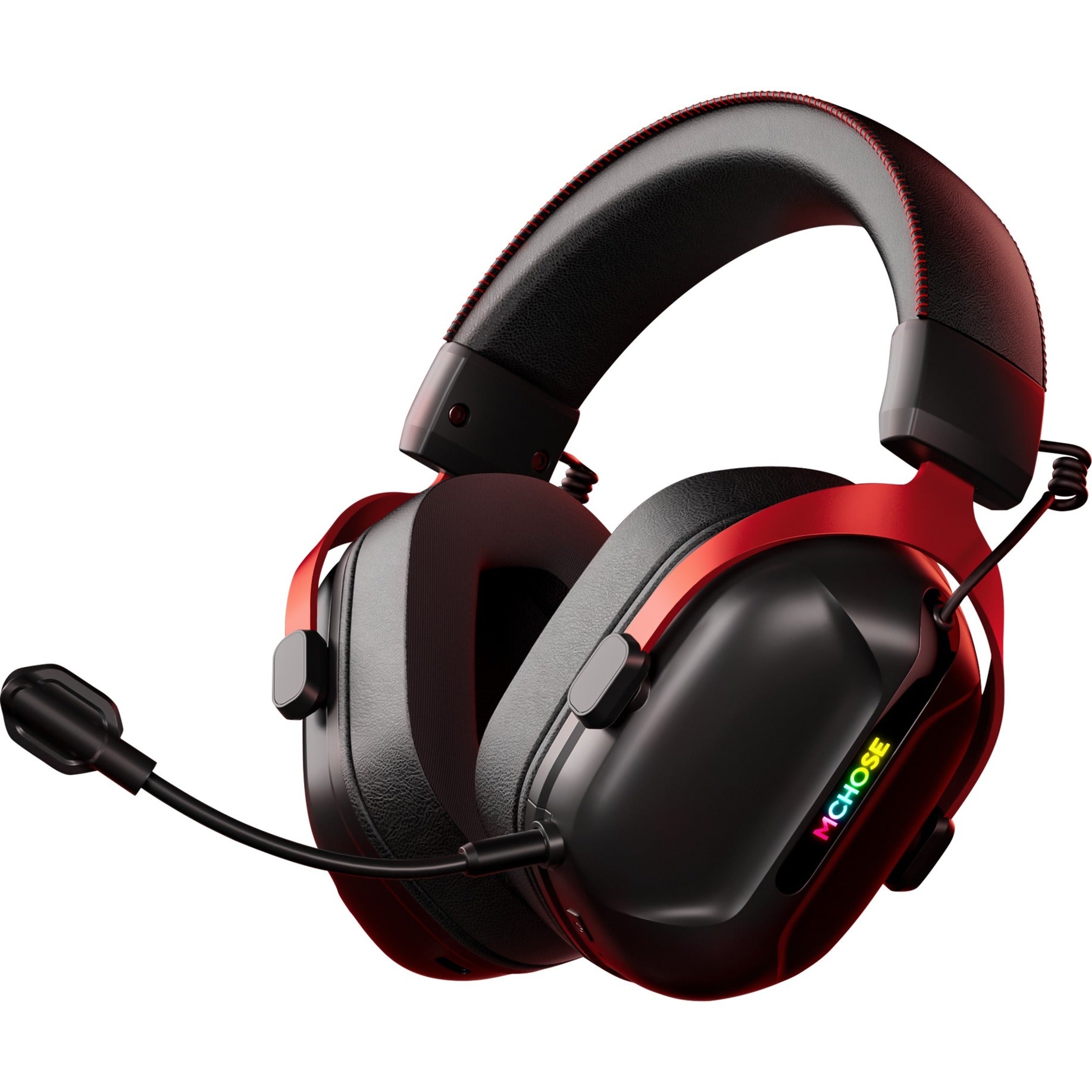 Mchose s9 pro wireless over-ear gaming headset (zwart rood, pc laptop playstation switch smartphone, 2.4g bluetooth wired type-c )