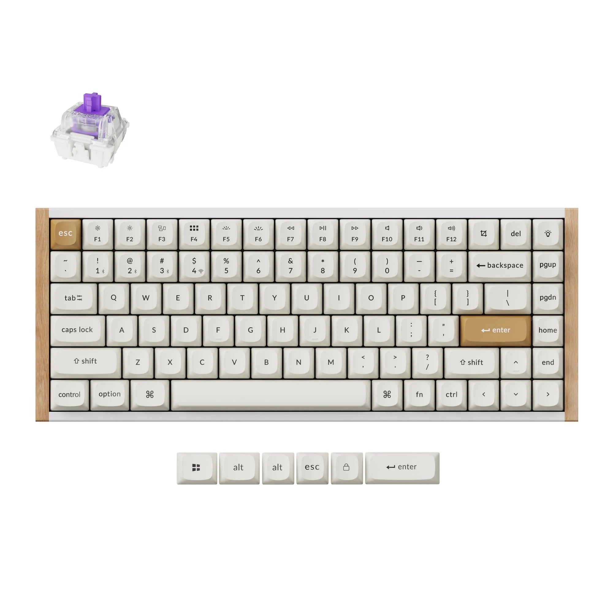 Keychron k2 he-q1 special edition rgb mechanisch toetsenbord (wit, us lay-out (qwerty), gateron double-rail magnetic nebula, 75%, rgb leds, osa double-shot pbt, hot swap, 2.4ghz | bluetooth 5.2 | usb-c)