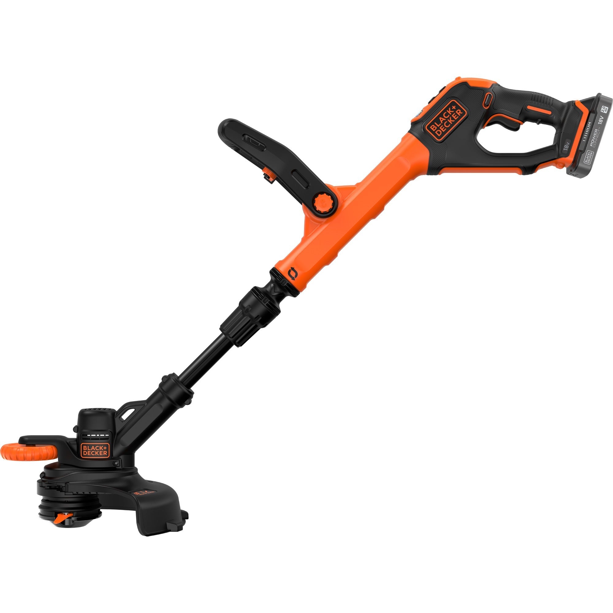 Black+decker 18v trimmer met 2 messen en accu grastrimmer (zwart oranje, 25 cm, accu inbegrepen)