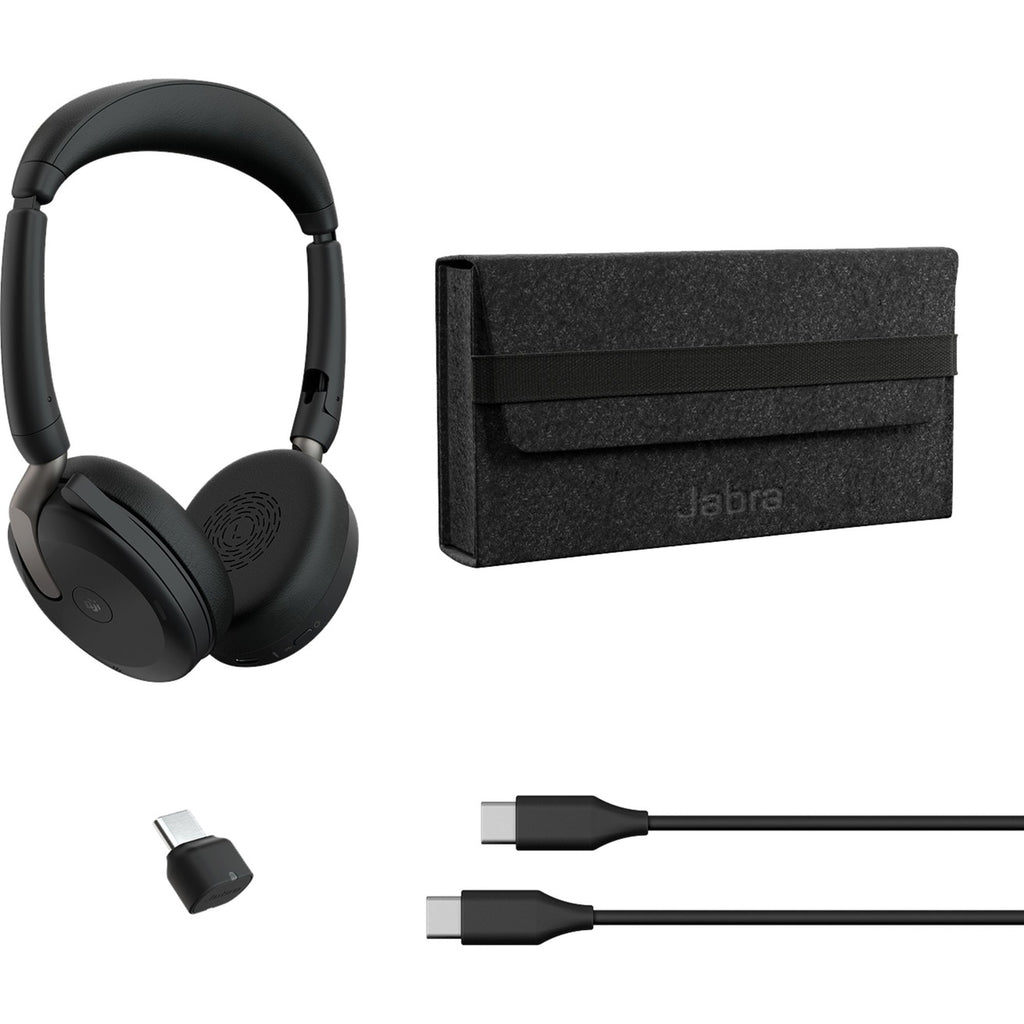 Jabra evolve2 65 flex duo, ms on-ear headset (zwart, stereo, usb-c, link380c, microsoft teams)