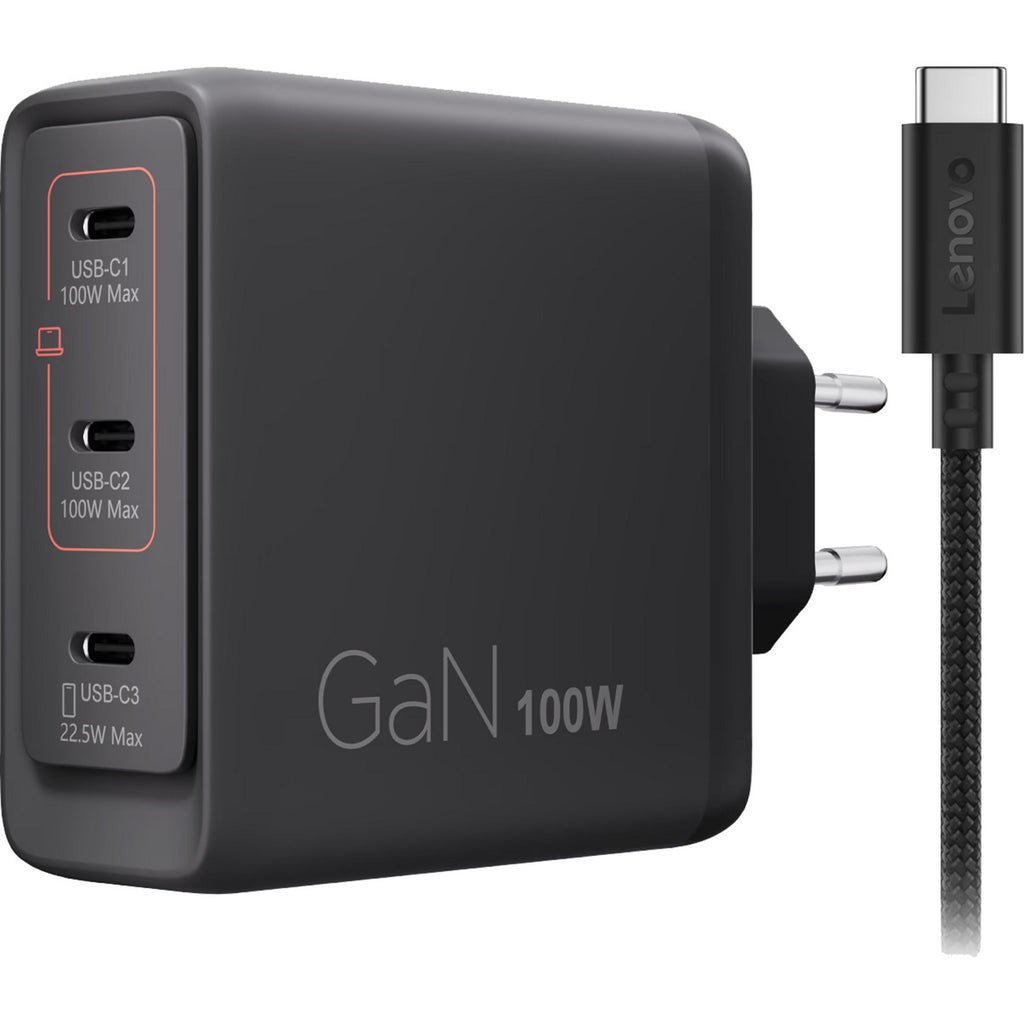 Lenovo 100w gan multi-port usb-c oplader (zwart, 3x usb-c)