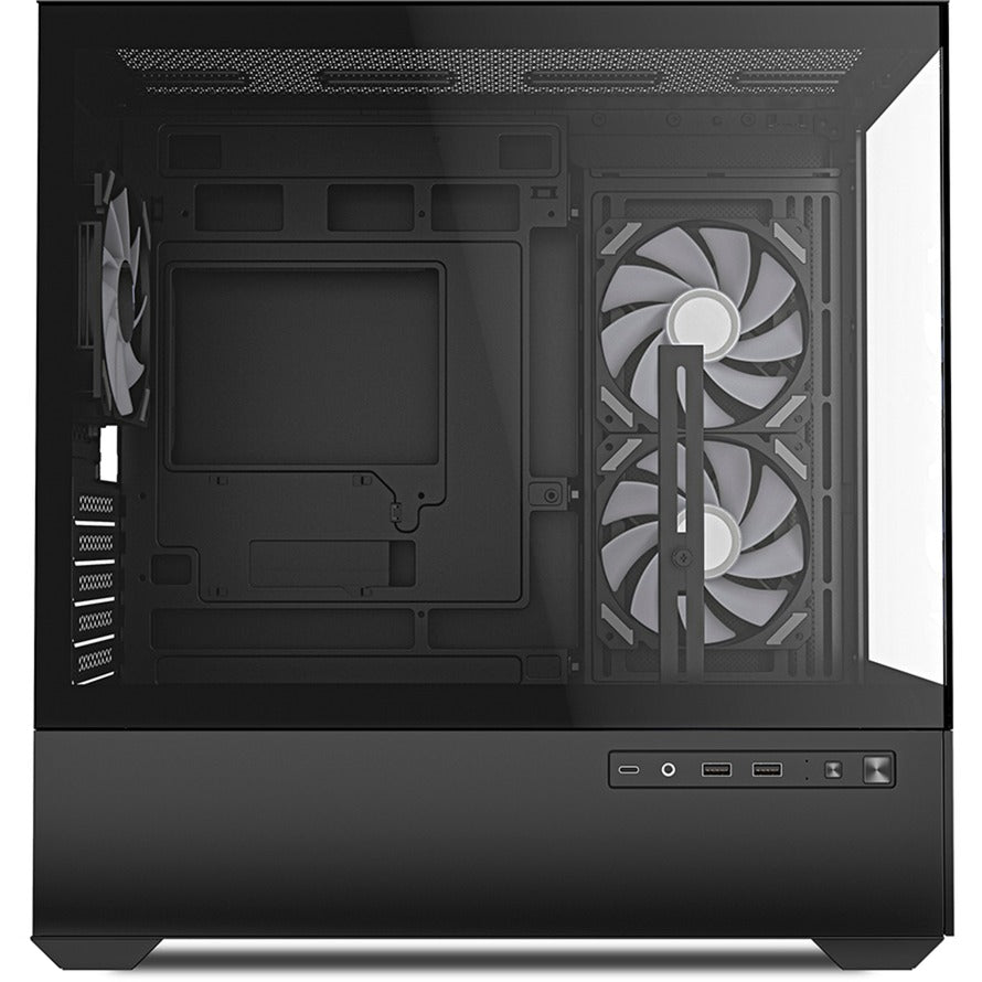 Sharkoon mk6 rgb mini tower behuizing (zwart | 2x usb-a | 1x usb-c | rgb | tempered glass)