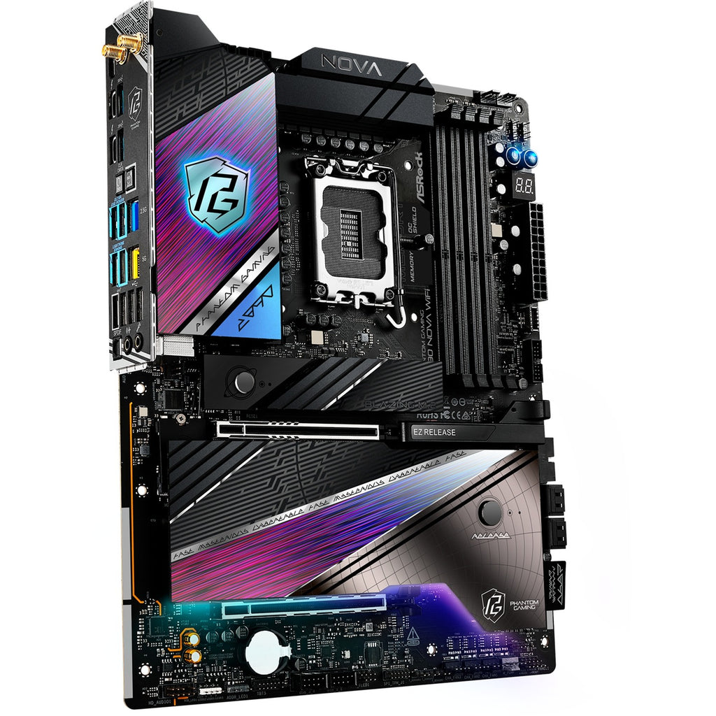 Asrock z890 nova wifi socket 1851 moederbord (zwart, raid, 5gb-lan, 2.5gb-lan, wi-fi 7, bt, sound, atx)