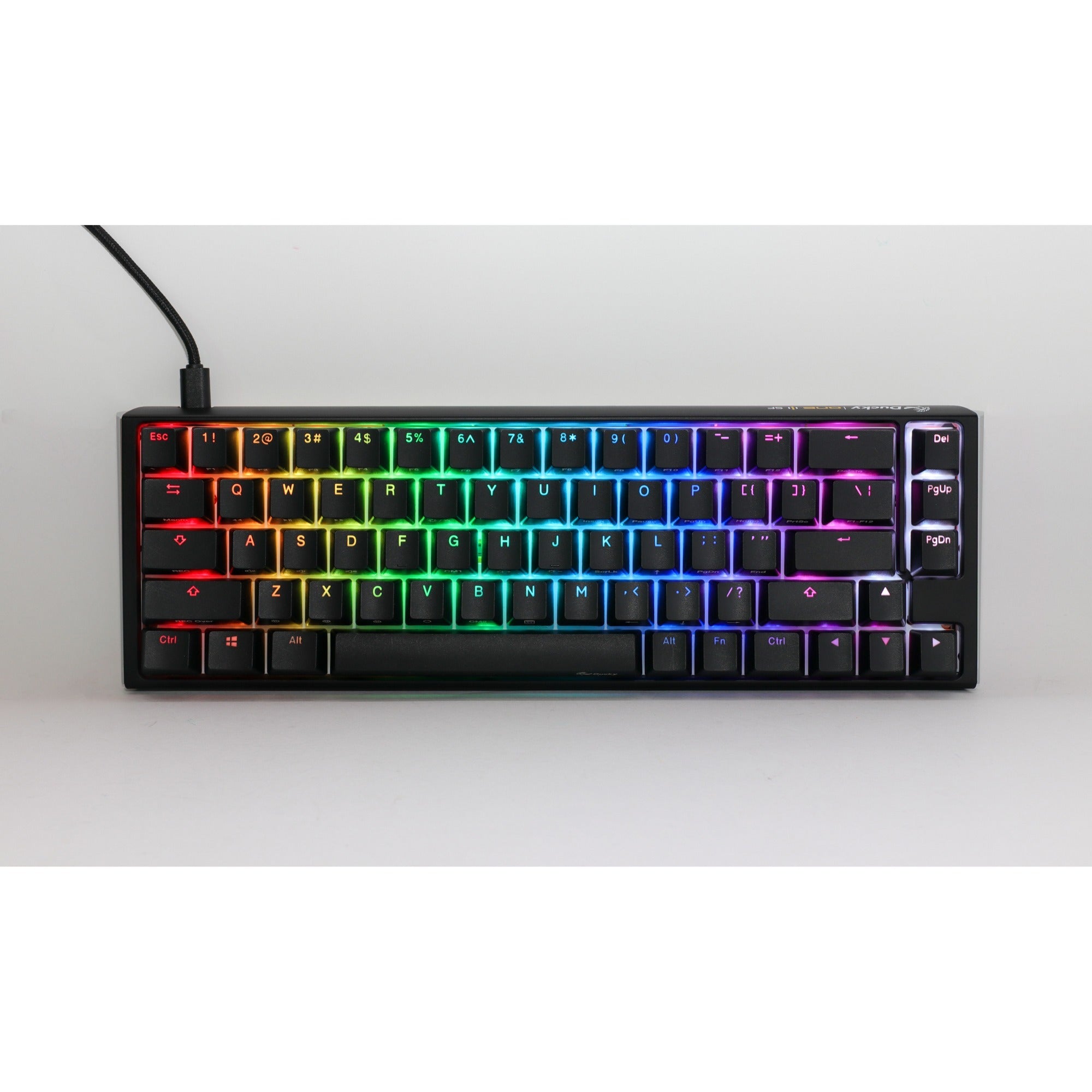 Ducky one 3 classic sf, toetsenbord (zwart wit, us lay-out, cherry mx brown, rgb led, double-shot pbt, hot-swappable, quack mechanics, 65%)