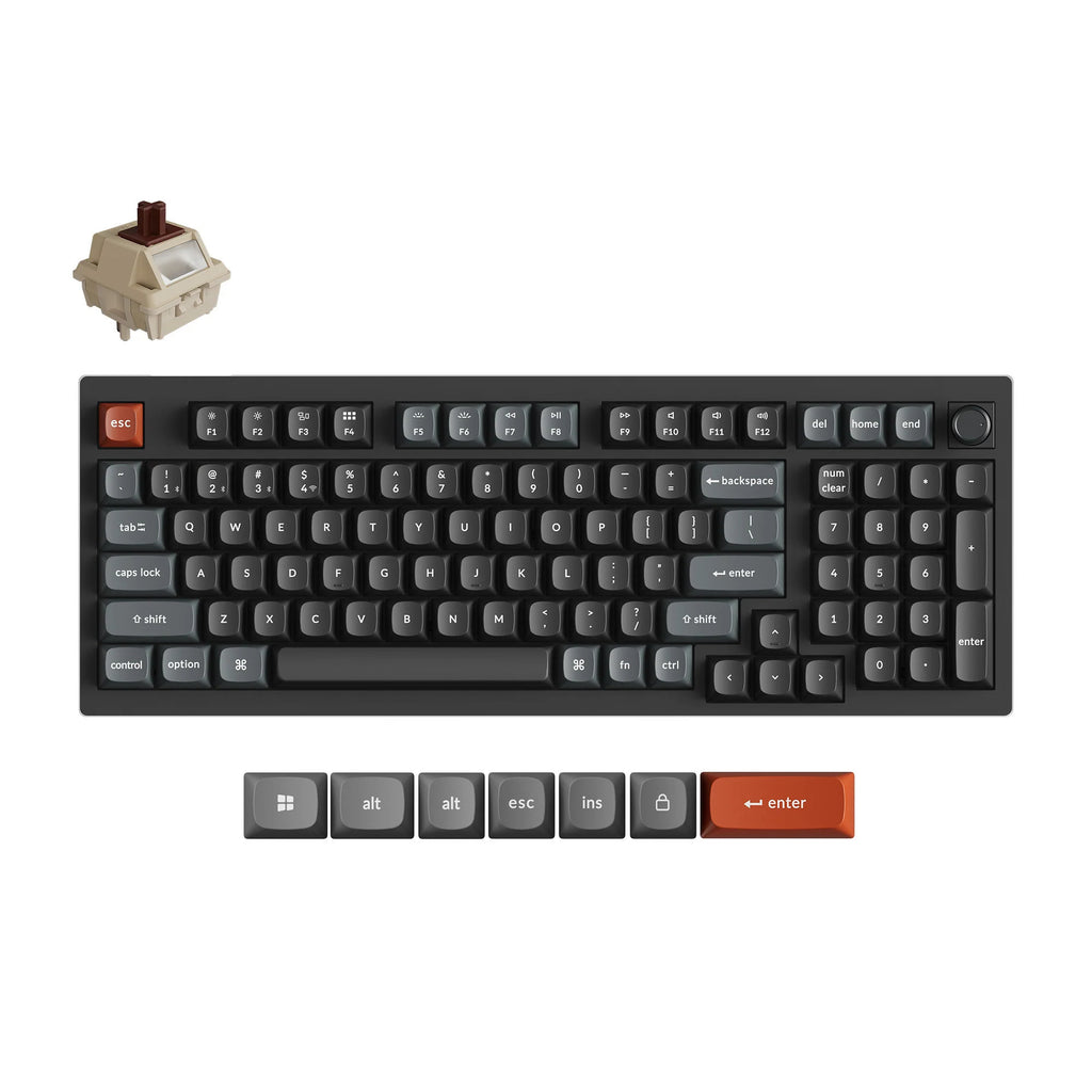 Keychron v5 ultra 8k wireless custom mechanical keyboard (zwart, us lay-out (qwerty), silk pom brown, 96%, rgb, hot swap, 2.4 ghz | bluetooth 5.3 | usb-c)