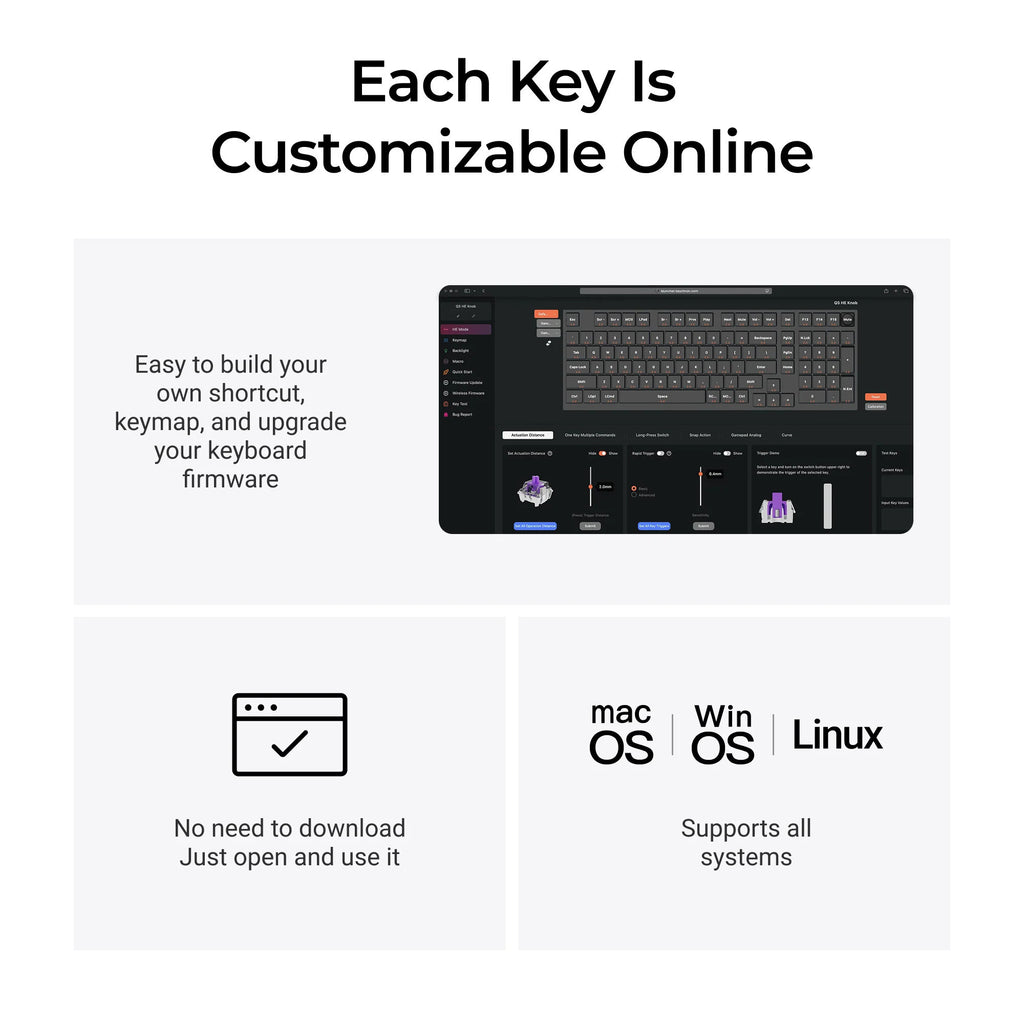 Keychron q5 he qmk wireless custom keyboard (wit, us lay-out (qwerty), gateron double-rail magnetic nebula, 96%, rgb leds, osa double-shot pbt, hot swap, knob, 2.4ghz | bluetooth 5.1 | usb-c)