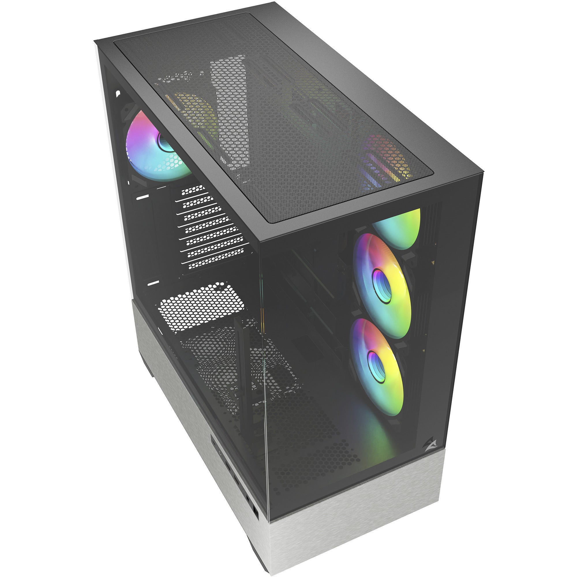 Sharkoon ak7 argb midi tower behuizing (zwart | 2x usb-a | 1x usb-c | rgb | tempered glass)