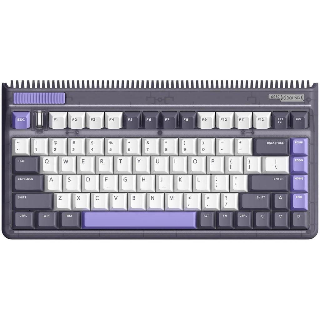 Iqunix og80 lavandin wireless mechanical keyboard (lavendel, us lay-out (qwerty), cherry mx red, 80% (tkl), hot-swappable, pbt, 2.4ghz | bluetooth 5.1 | usb-c)