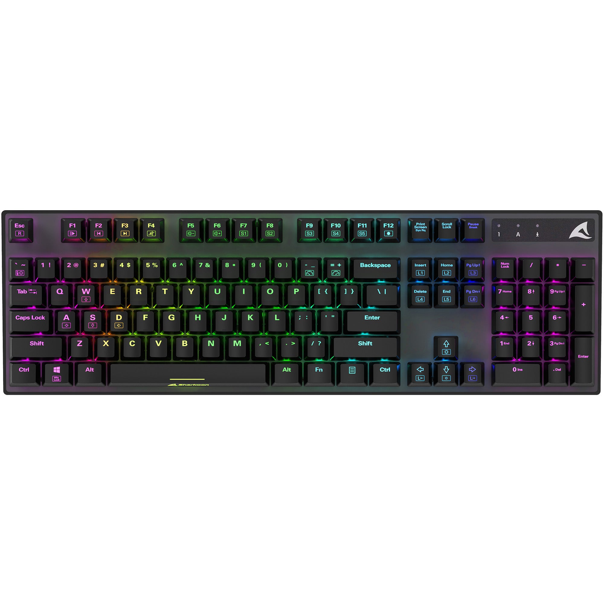 Sharkoon skiller sgk20 rgb mechanisch gaming toetsenbord (zwart, us lay-out (qwerty), huano brown, 100%, rgb)