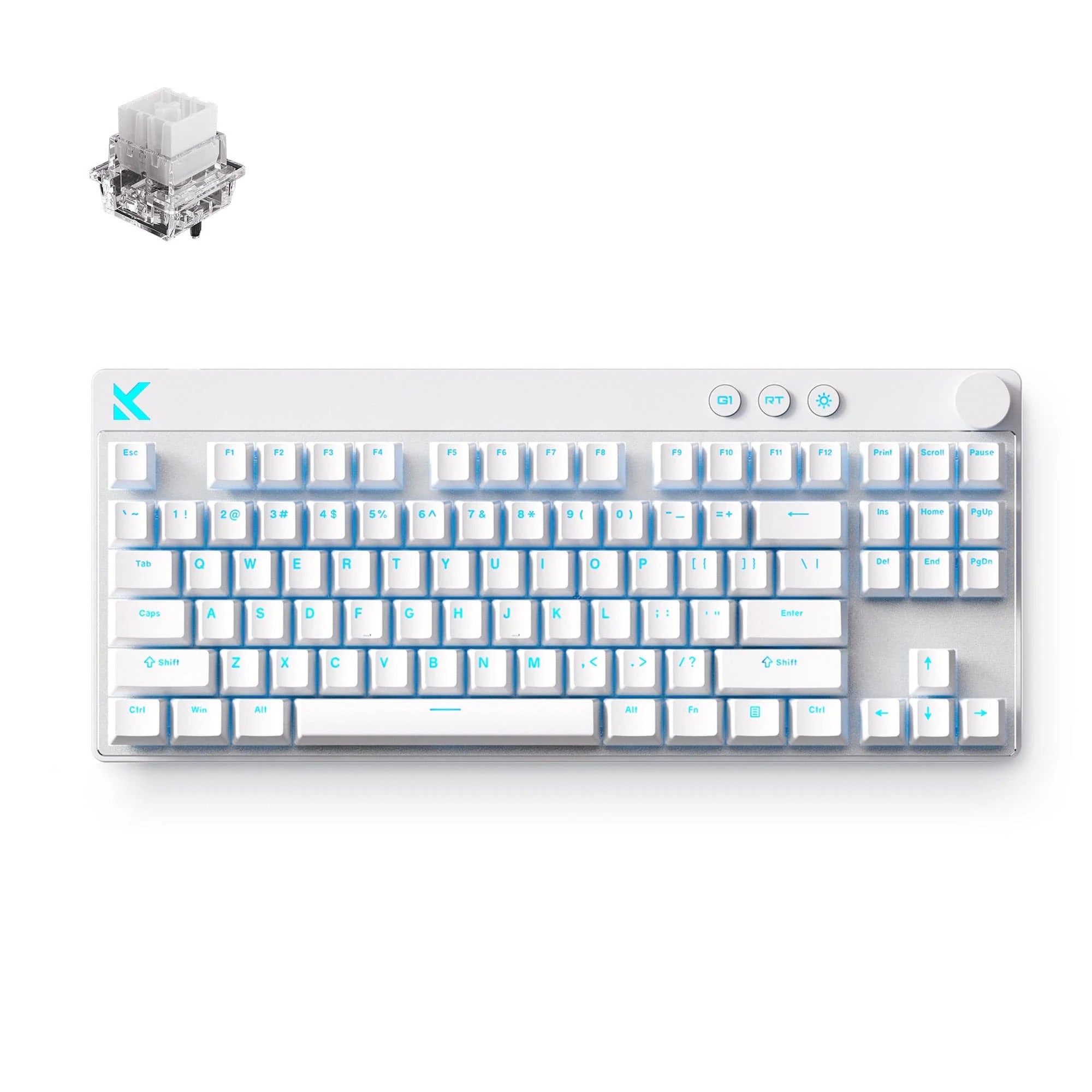 Mchose mix 87 hall effect magnetic switch gaming keyboard (wit, us lay-out (qwerty), mount tai gt he, 80% (tkl), 8k, rgb, pbt keycaps, hot-swap)