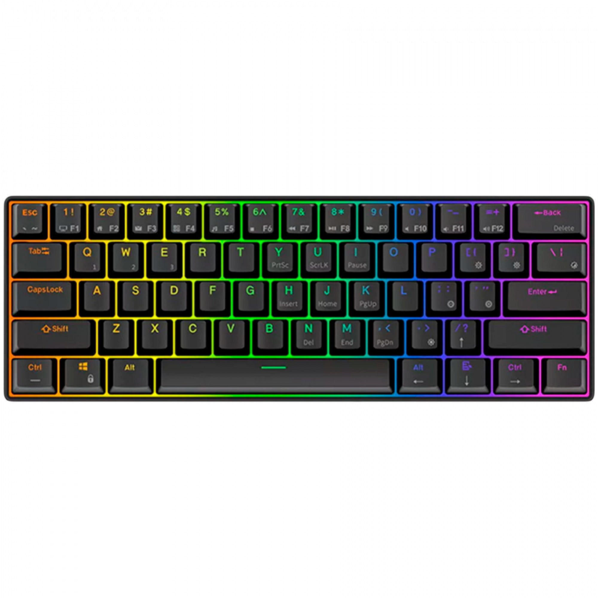 Royal kludge rk61 draadloos mechanisch toetsenbord (zwart, us lay-out (qwerty), 60%, brown switch, rgb, hot swap, 2.4 ghz | usb-c | bluetooth)