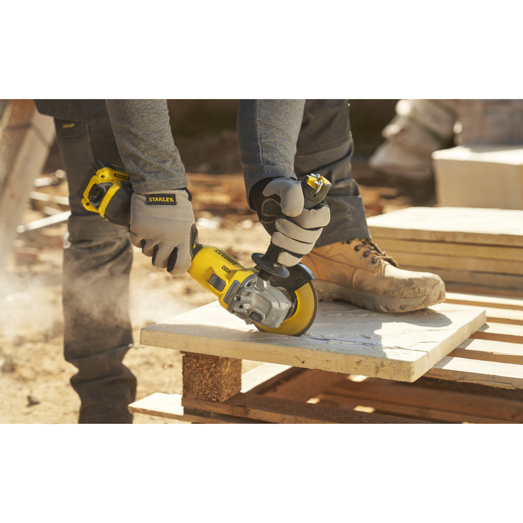 Stanley fatmax v20 18v haakse slijper 125mm (zwart geel, accu en oplader inbegrepen, met koffer)