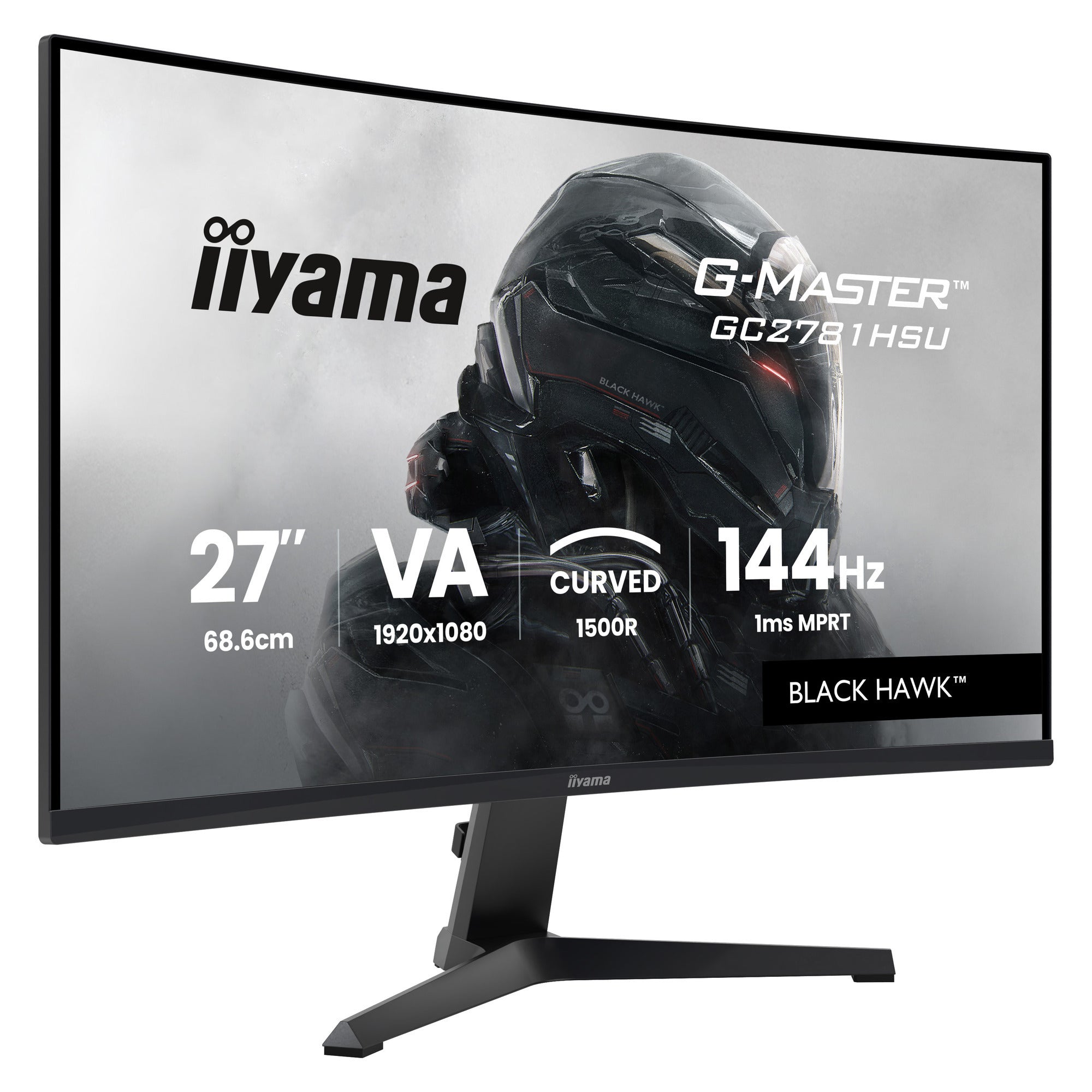 Iiyama g-master black hawk g2471hs-b1 27 curved gaming monitor (zwart, hdmi, displayport, usb, audio, amd free-sync, 144 hz)