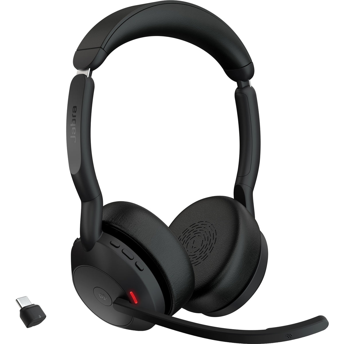 Jabra evolve2 55, incl. oplaadstandaard on-ear headset (zwart, stereo, uc, usb-c, link380c)