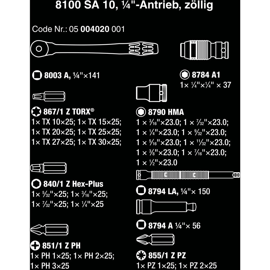 Wera 8100 sa 10 zyklop ratelset 1 4