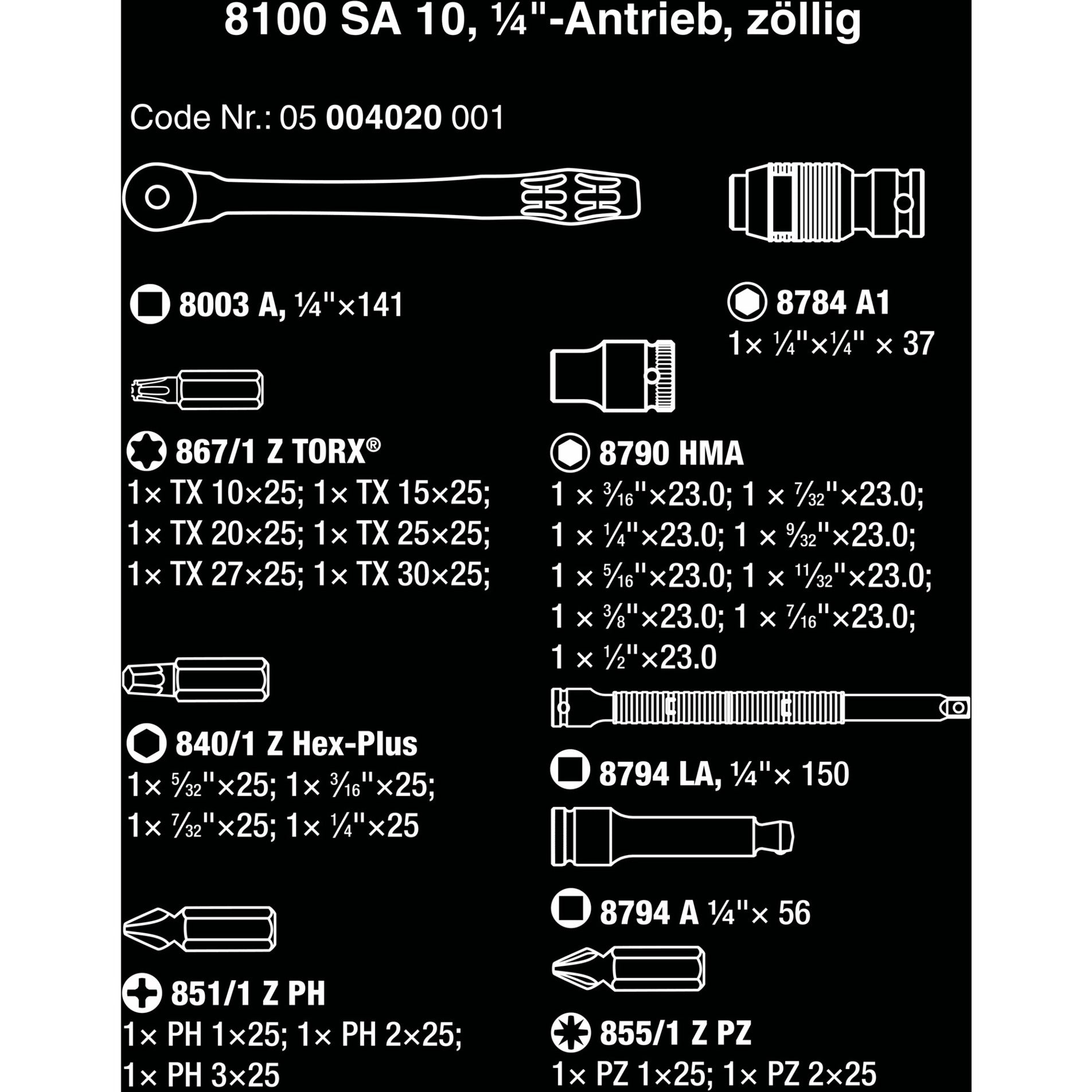 Wera 8100 sa 10 zyklop ratelset 1 4