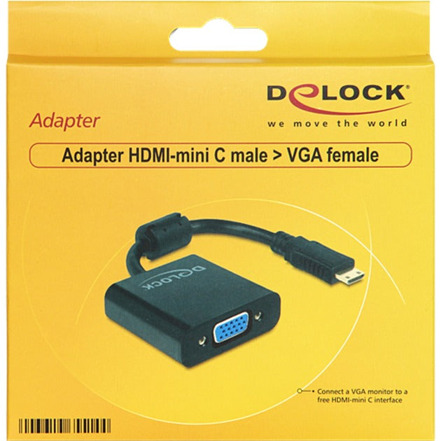 Delock mini hdmi-c (male) > vga (female) adapter (zwart, 0,24 meter)