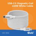 Club 3d usb-c magnetic-coil 240w pd3.1 white cable, 2 meter kabel (wit)
