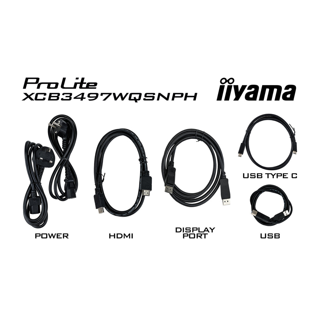 Iiyama prolite xcb3497wqsnph-b1 34 curved ultrawide monitor (zwart, 2x hdmi, displayport, 2x usb-a, 4x usb-c, rj-45)