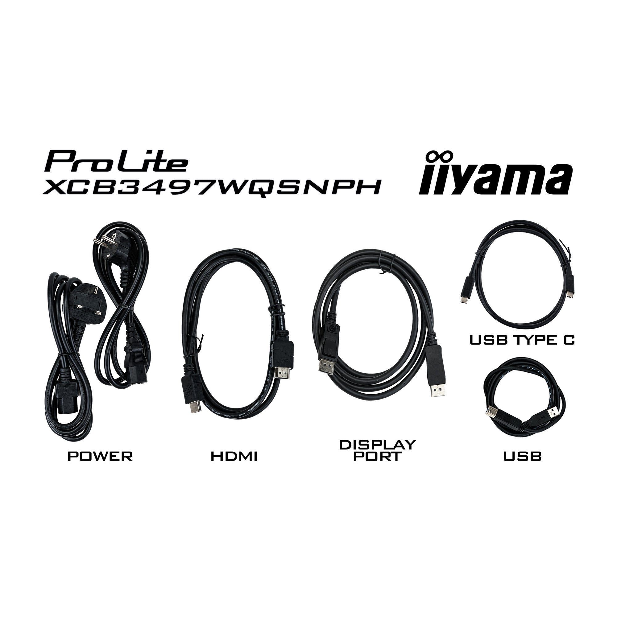 Iiyama prolite xcb3497wqsnph-b1 34 curved ultrawide monitor (zwart, 2x hdmi, displayport, 2x usb-a, 4x usb-c, rj-45)