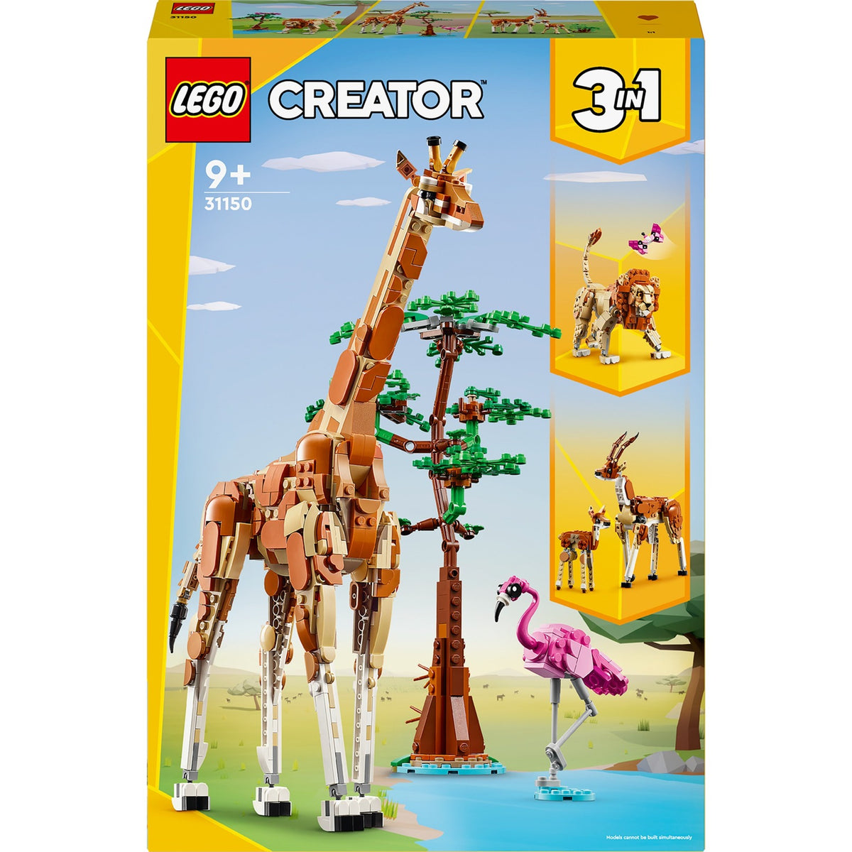 Lego creator 3in1 safaridieren speelgoed set met giraffe, gazelles en leeuw 31150