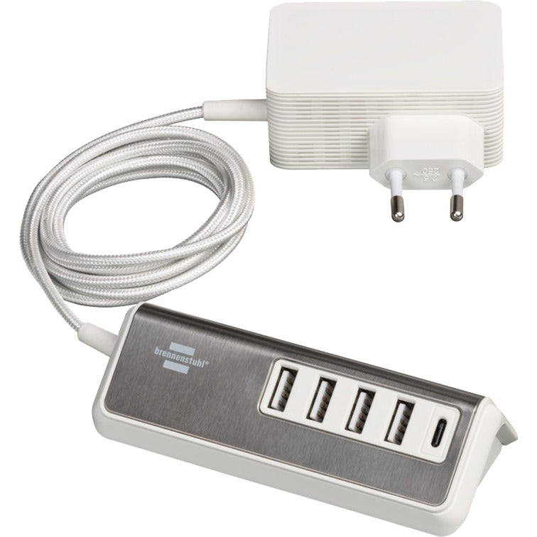 Brennenstuhl estilo meervoudige usb-lader (wit roestvrij staal)