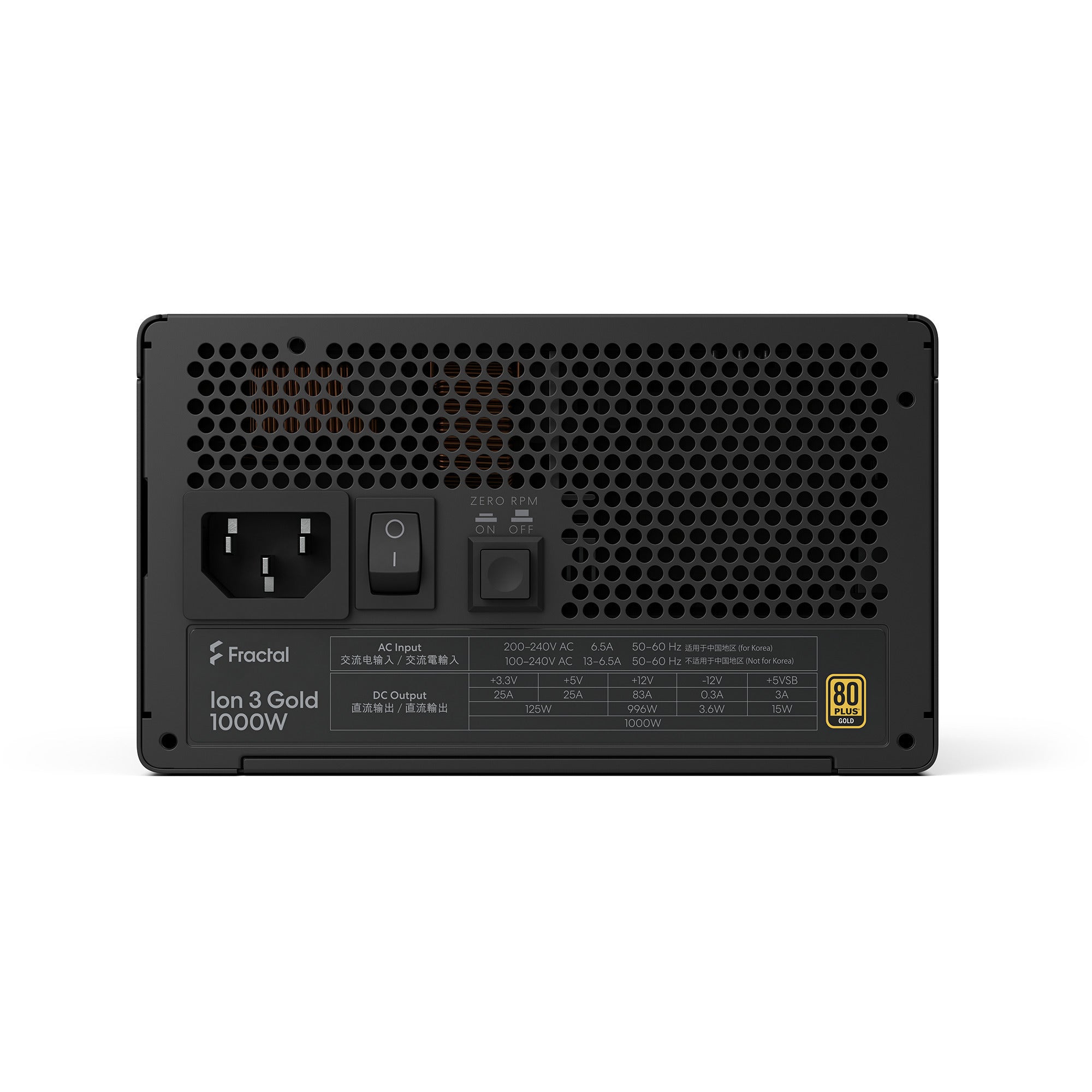 Fractal design ion gold 3 modulaire 1000 watt voeding (zwart, 1x 12v-2x6, 3x pcie)