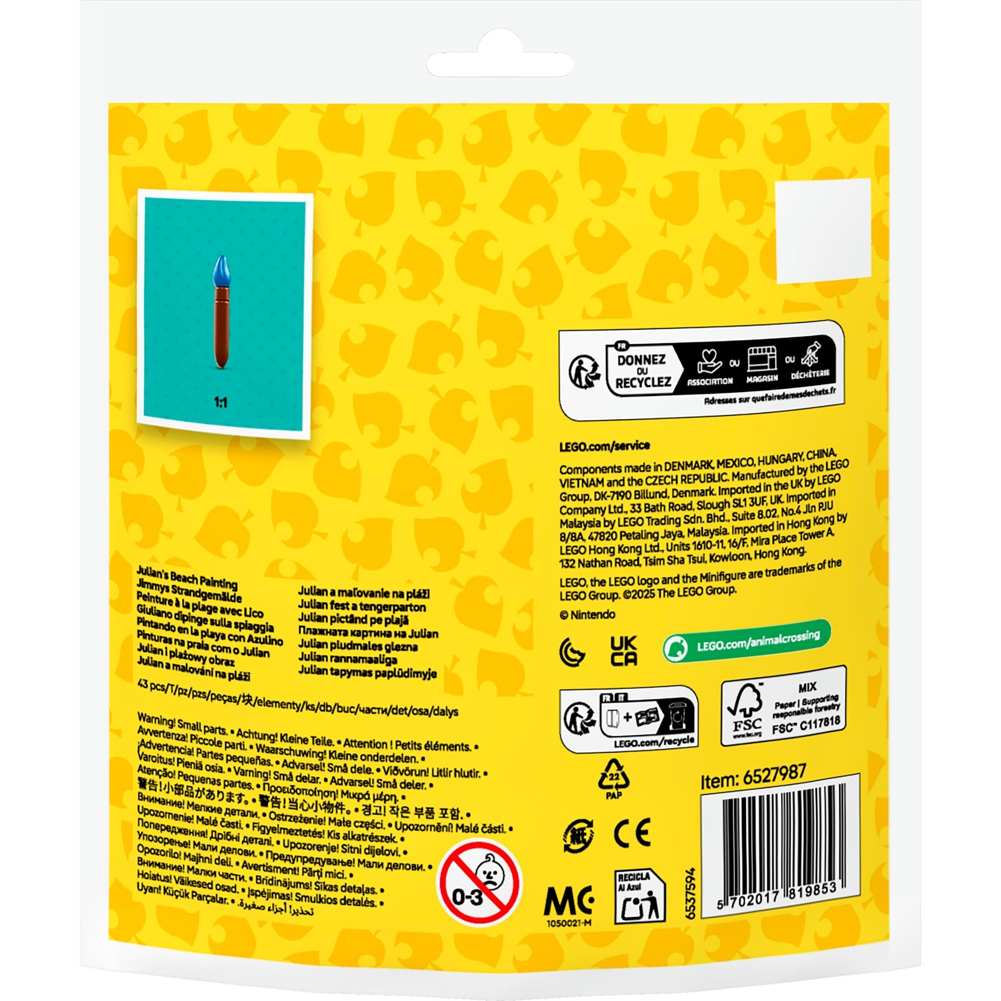 Lego animal crossing - strandschilderen met julian constructiespeelgoed (30703)