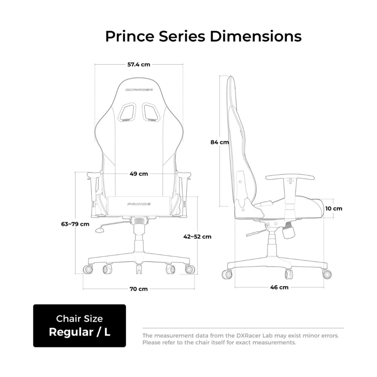 Dxracer prince l black pvc leather gamestoel (zwart)