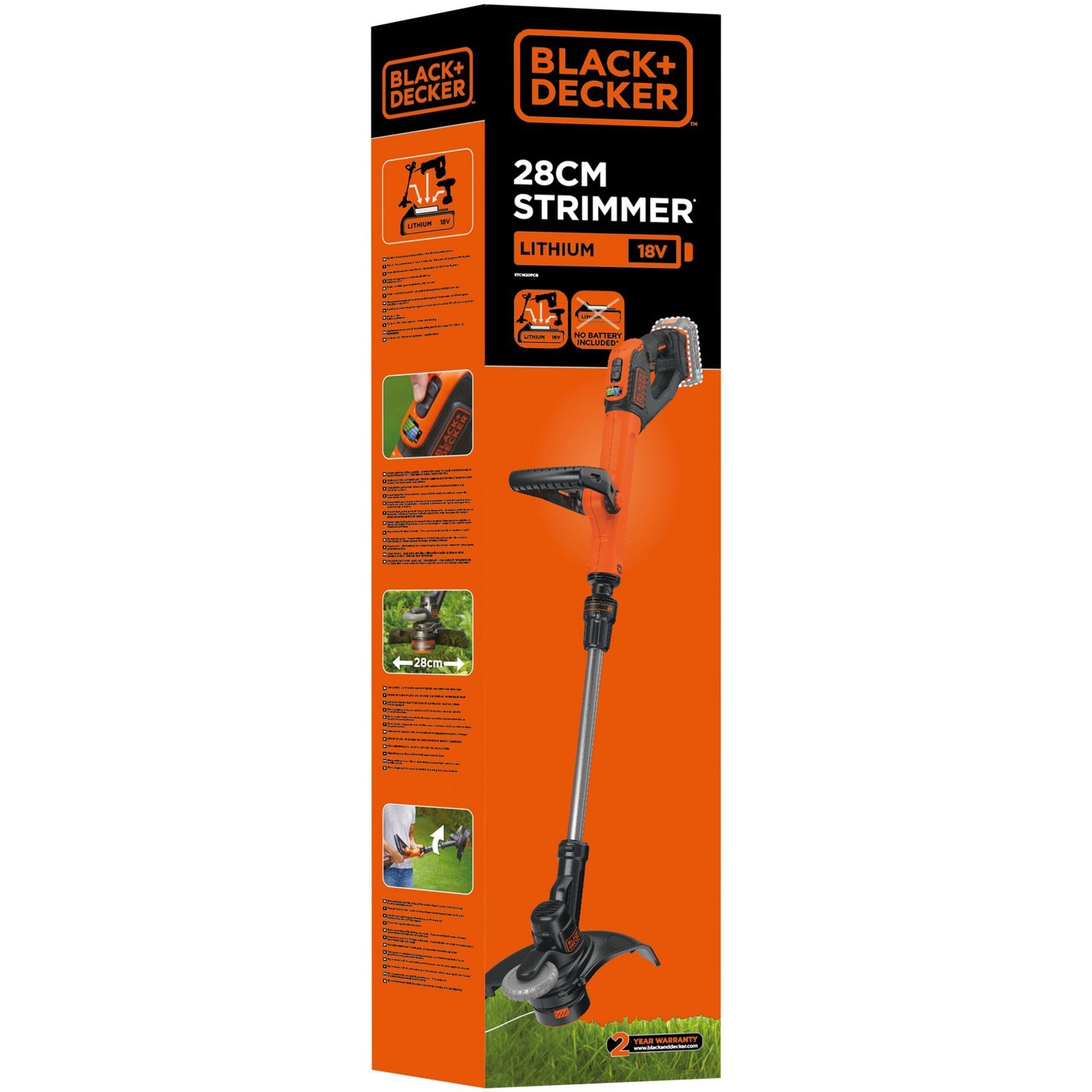 Black+decker accu grastrimmer stc1820pcb (oranje zwart, accu niet inbegrepen)