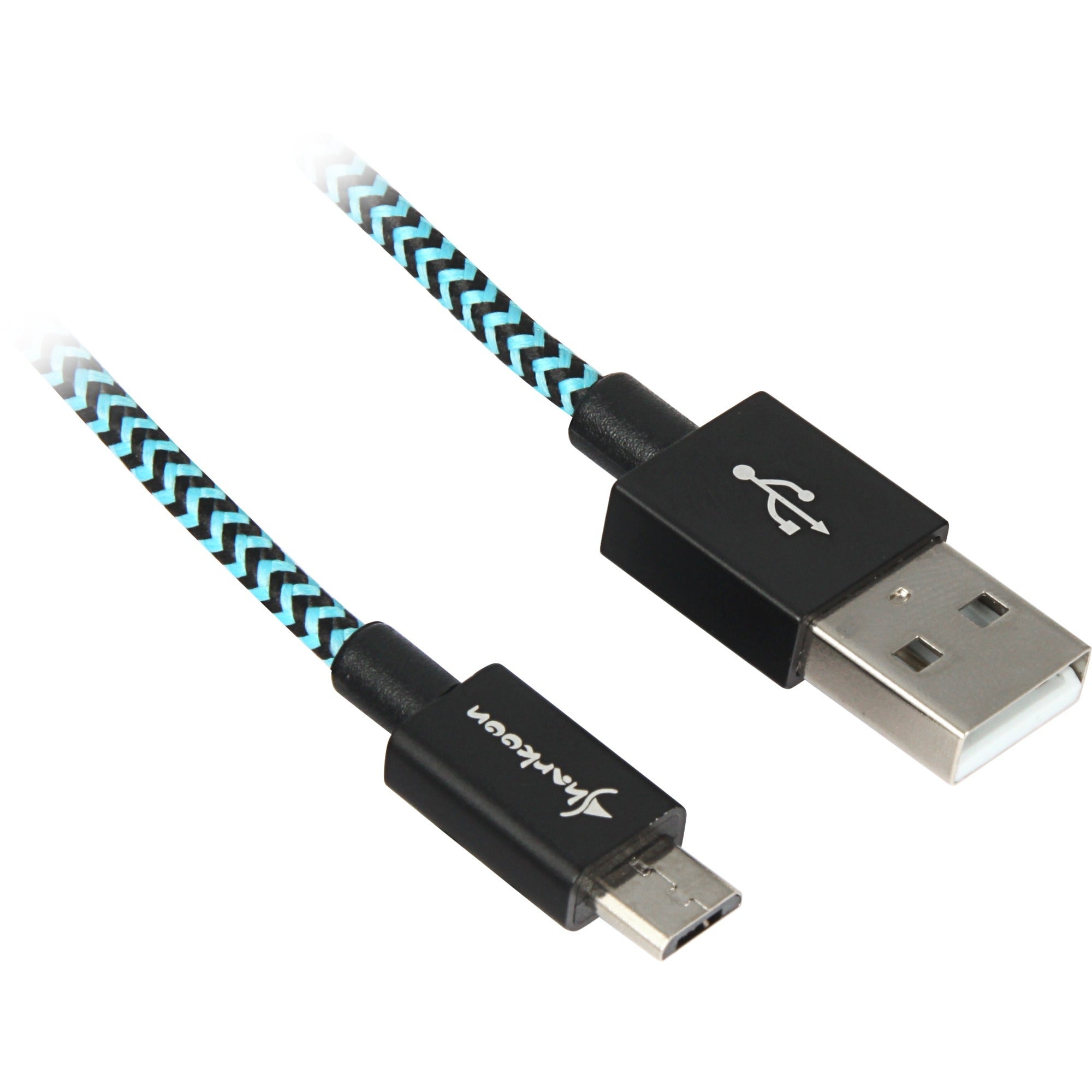Sharkoon usb 2.0 kabel, usb-a > micro-usb b (zwart lichtblauw, 3 meter)