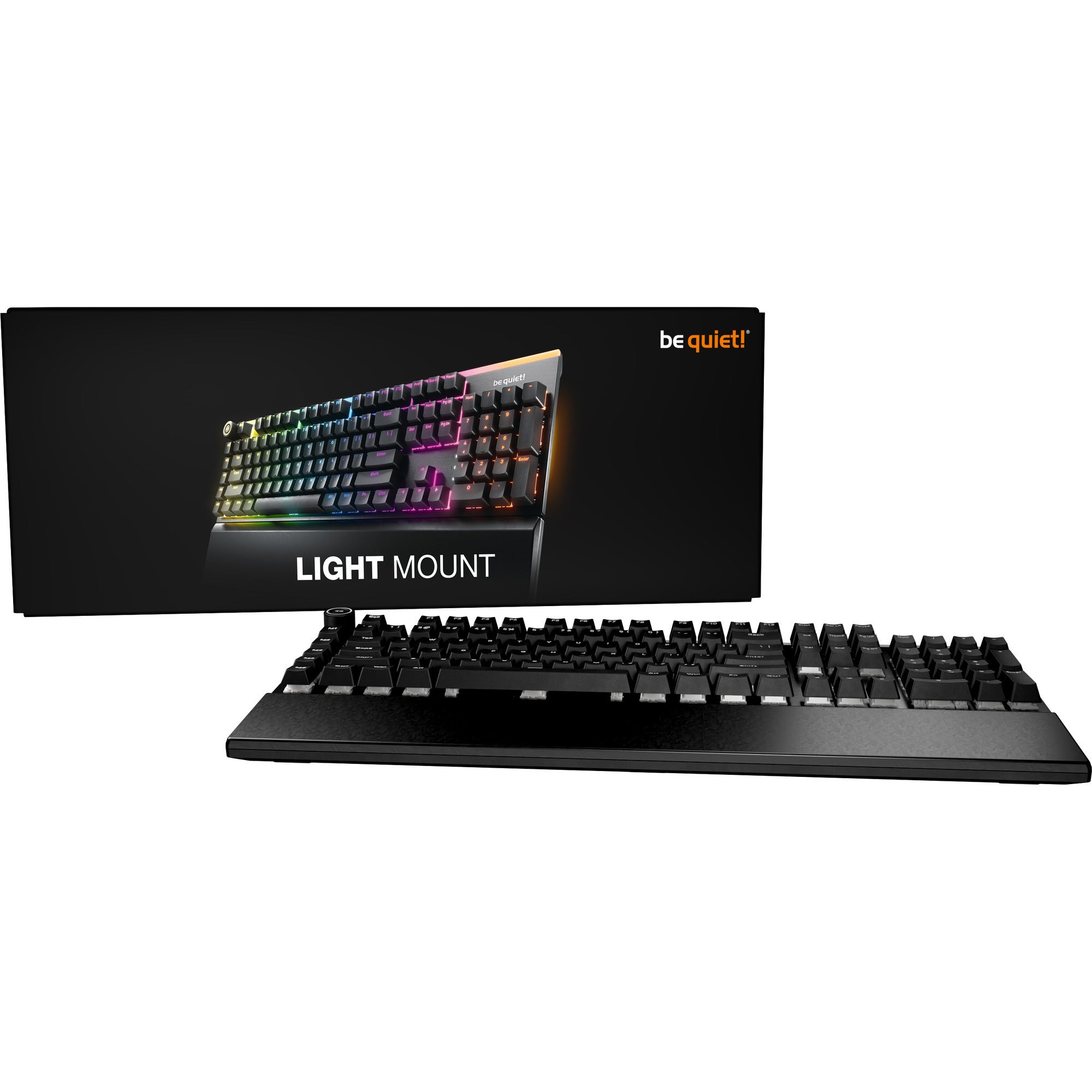 Be quiet! light mount silent tactile rgb mechanisch gaming toetsenbord (zwart, us lay-out (qwerty), silent tactile, 100%, argb, pbt double-shot keycaps)