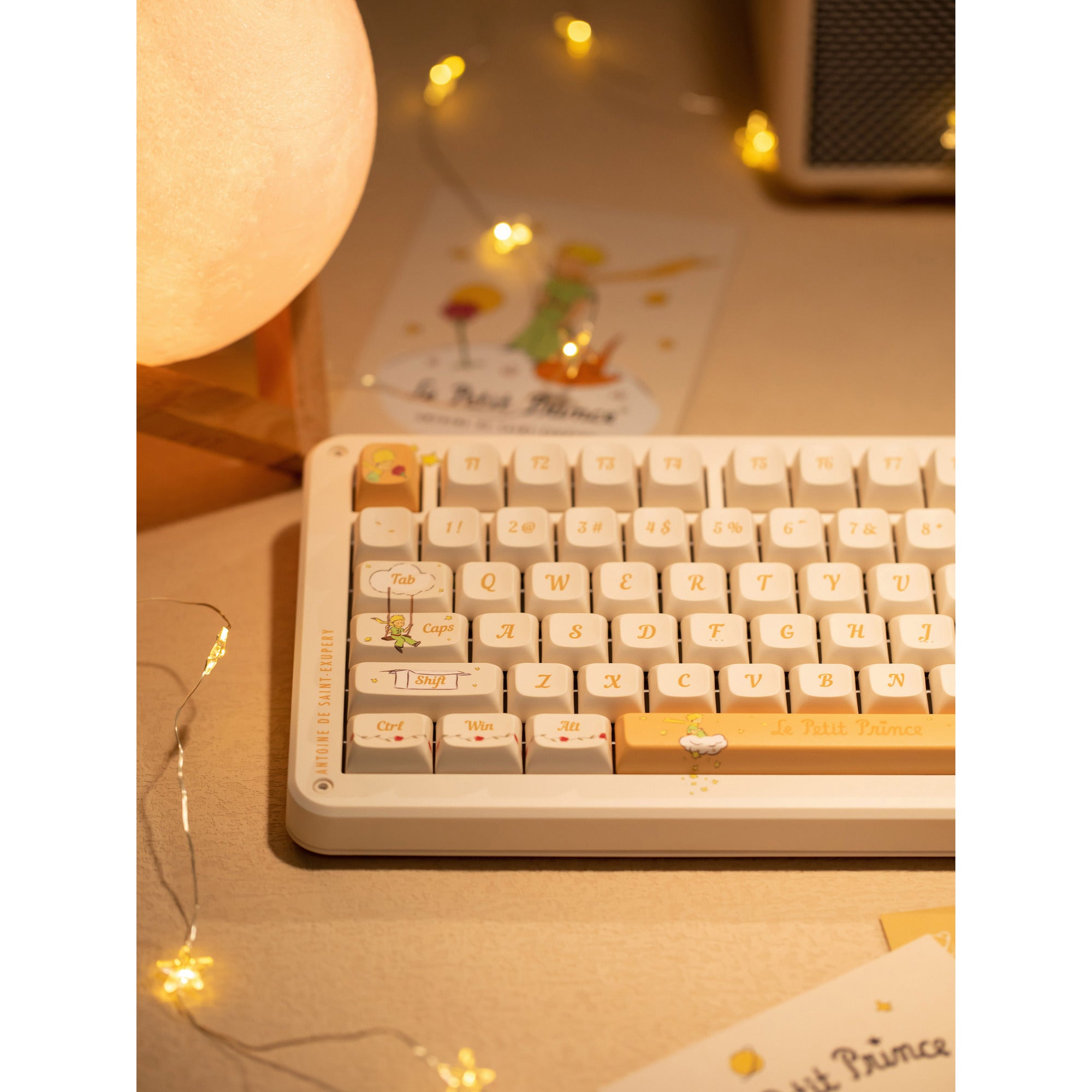 Iqunix zx75 sunset ponder wireless mechanical keyboard (lichtgeel, us lay-out (qwerty), iqunix silent rose, 75%, rgb leds, hot-swappable, double-shot pbt, 2.4ghz | bluetooth 5.1 | usb-c)