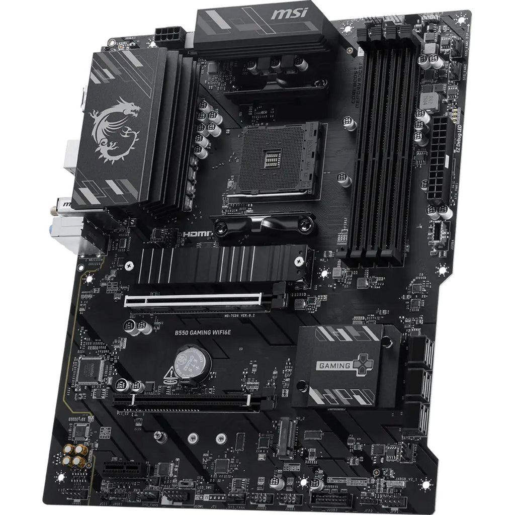 Msi b550 gaming wifi6e socket am4 moederbord (zwart zilver, raid, gb-lan, wi-fi 6e, sound, atx)